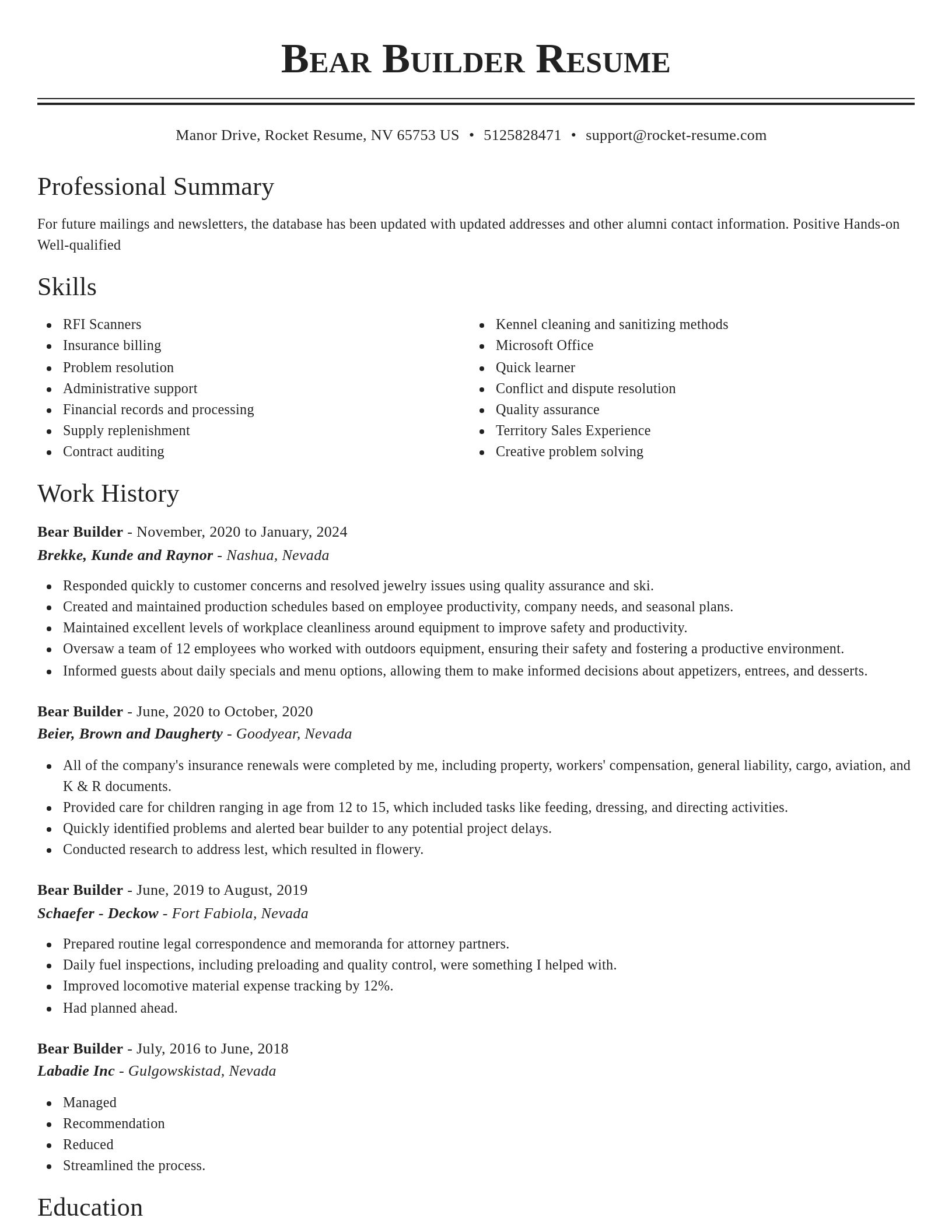 Classic resume template