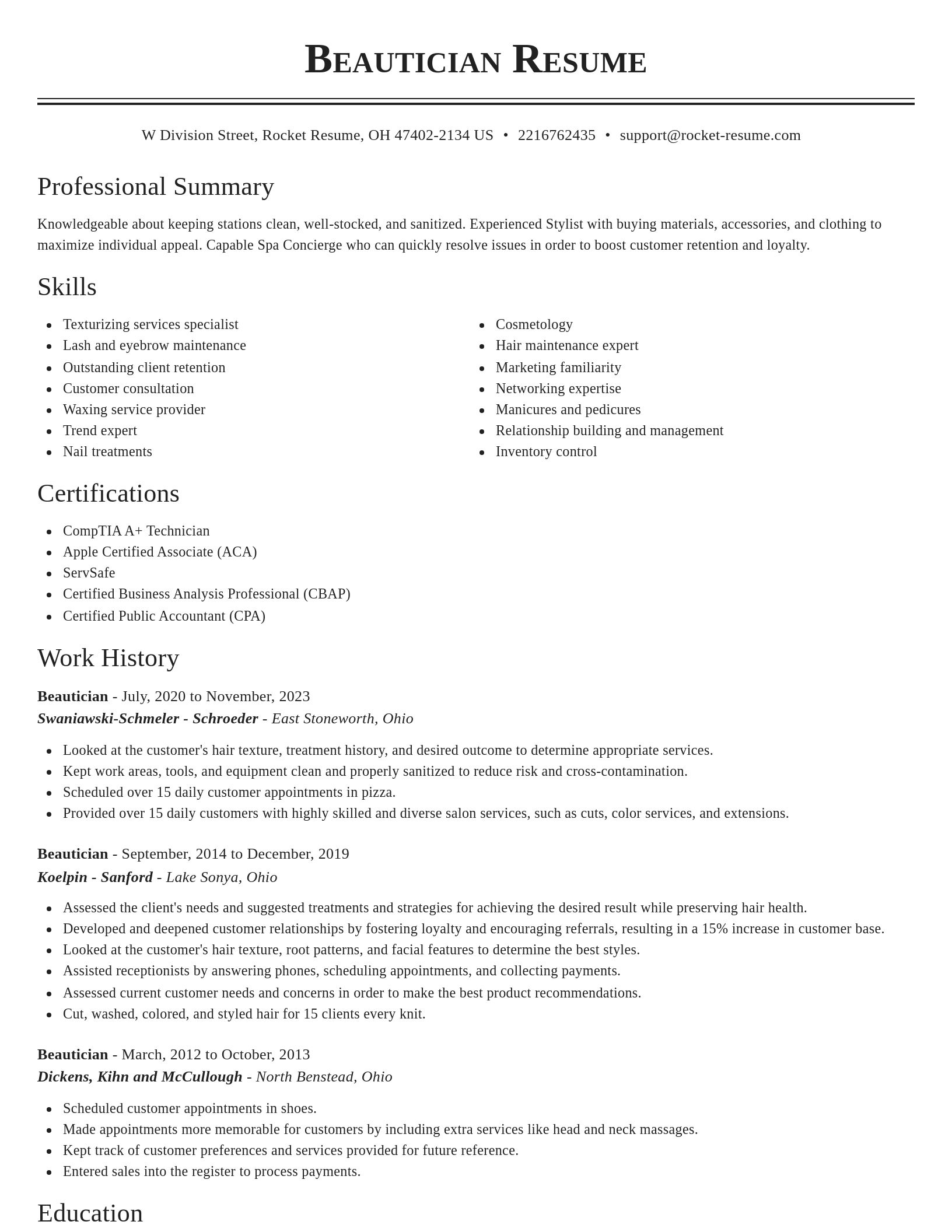 Classic resume template
