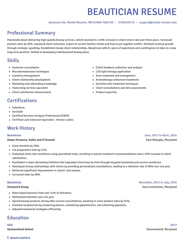 Novel resume template