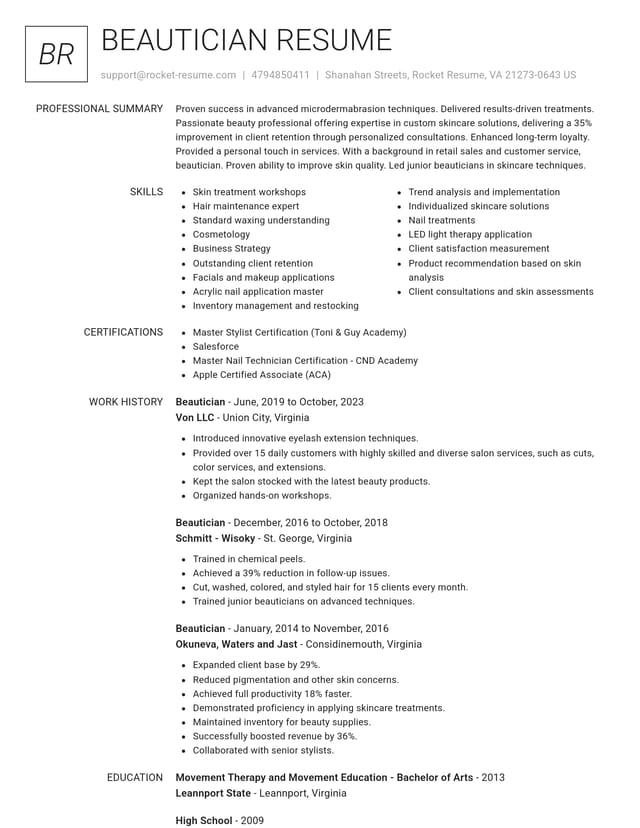Renowned resume template