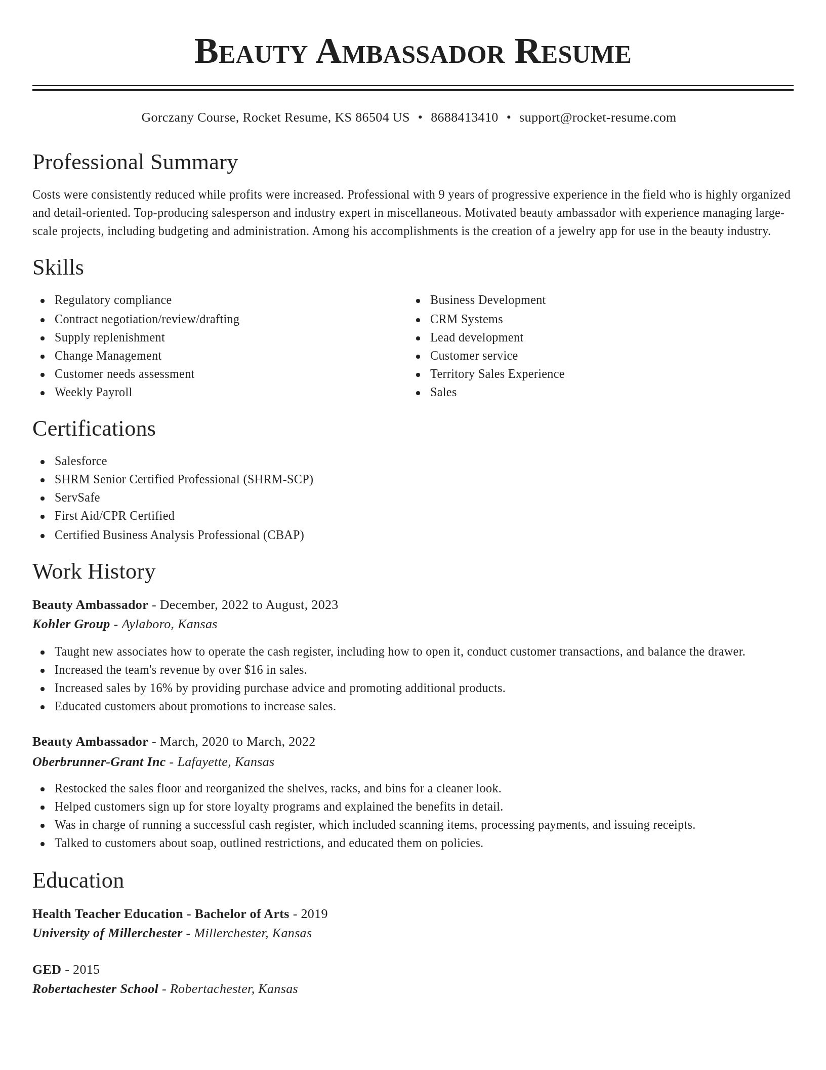 Classic resume template