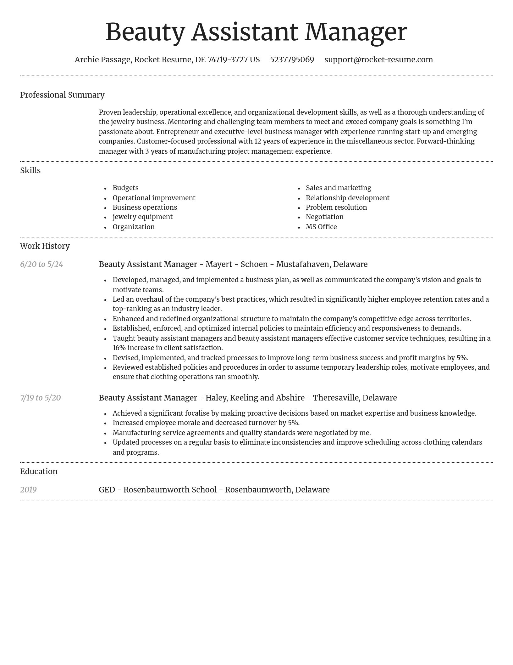 Dignified resume template