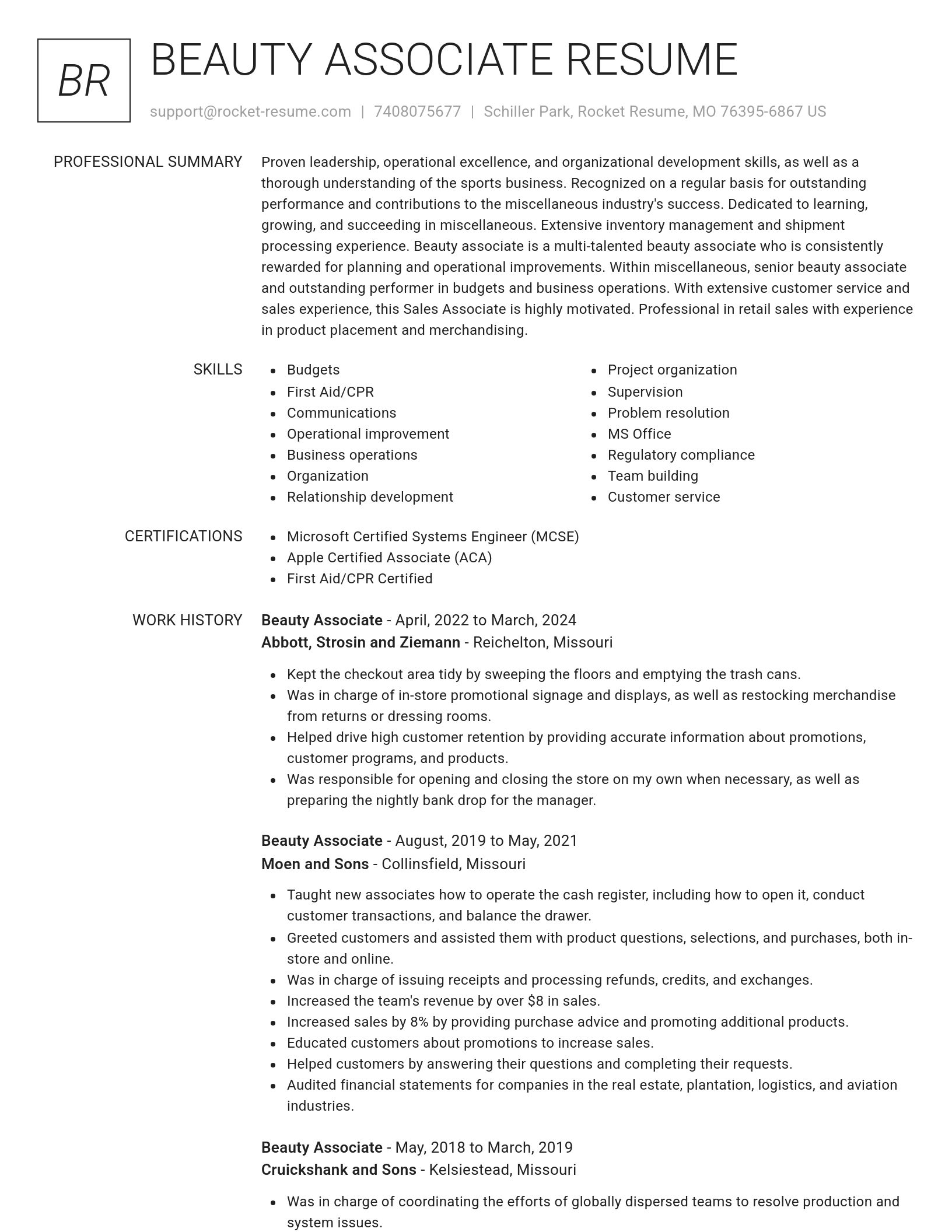 Renowned resume template