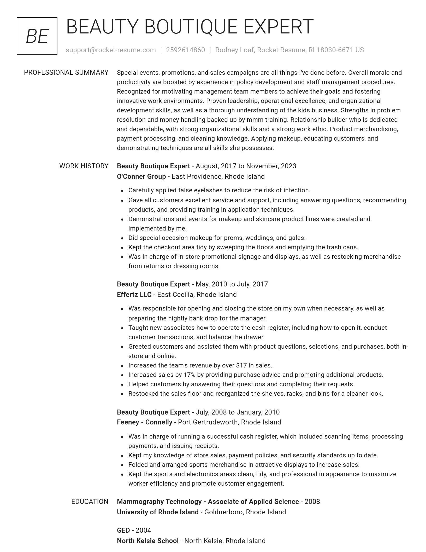 Renowned resume template