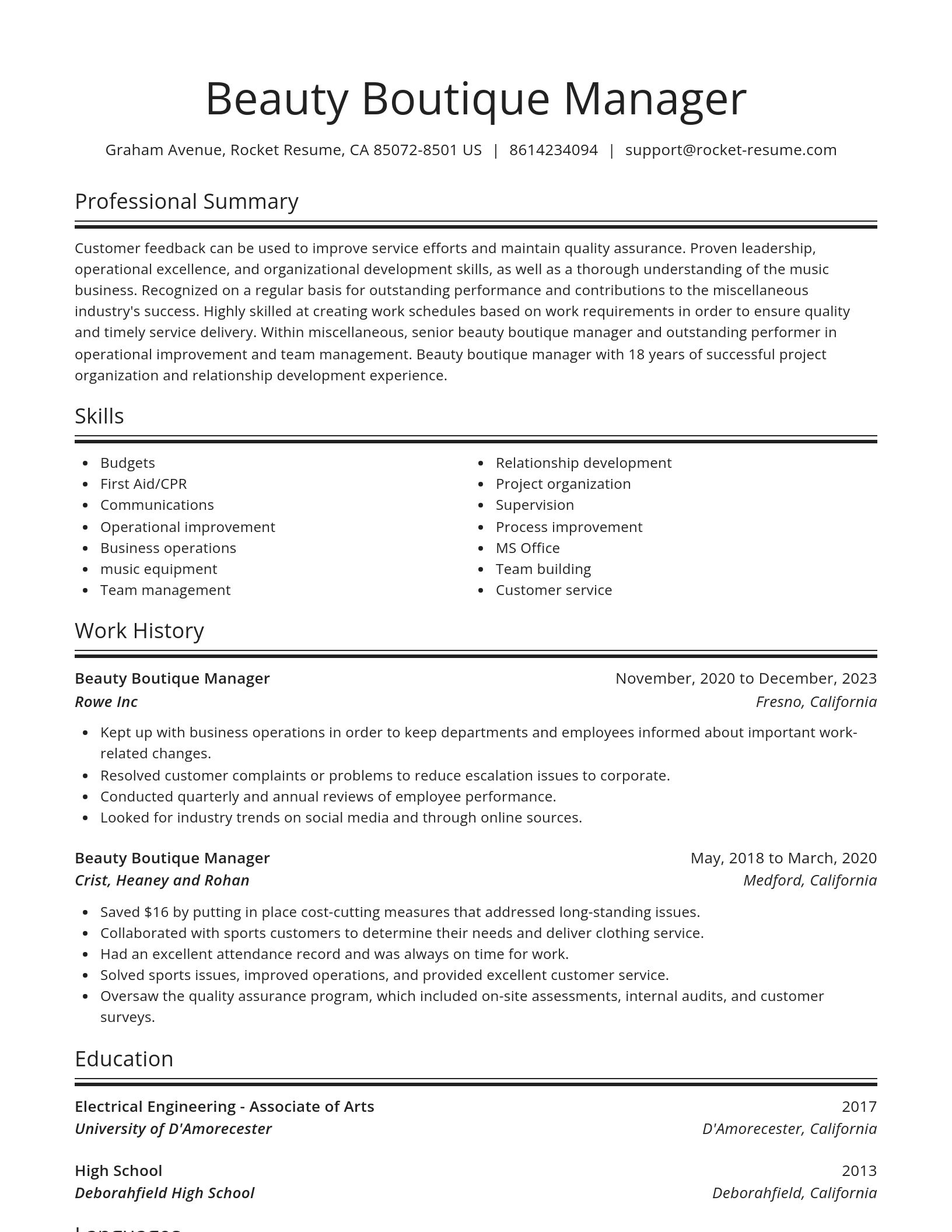 Spotlight resume template