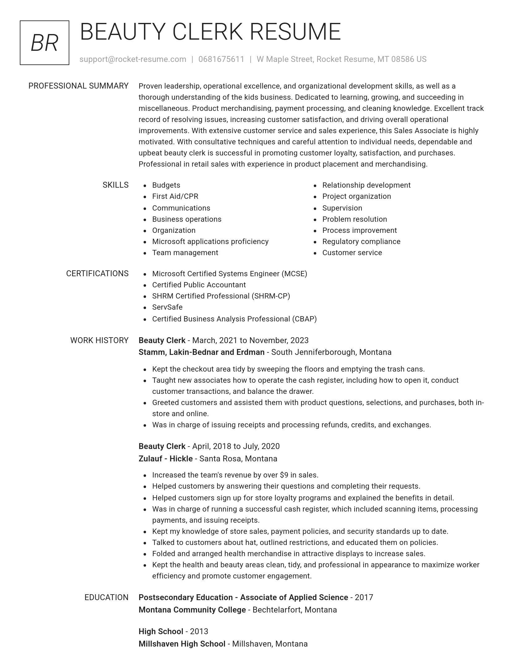 Renowned resume template