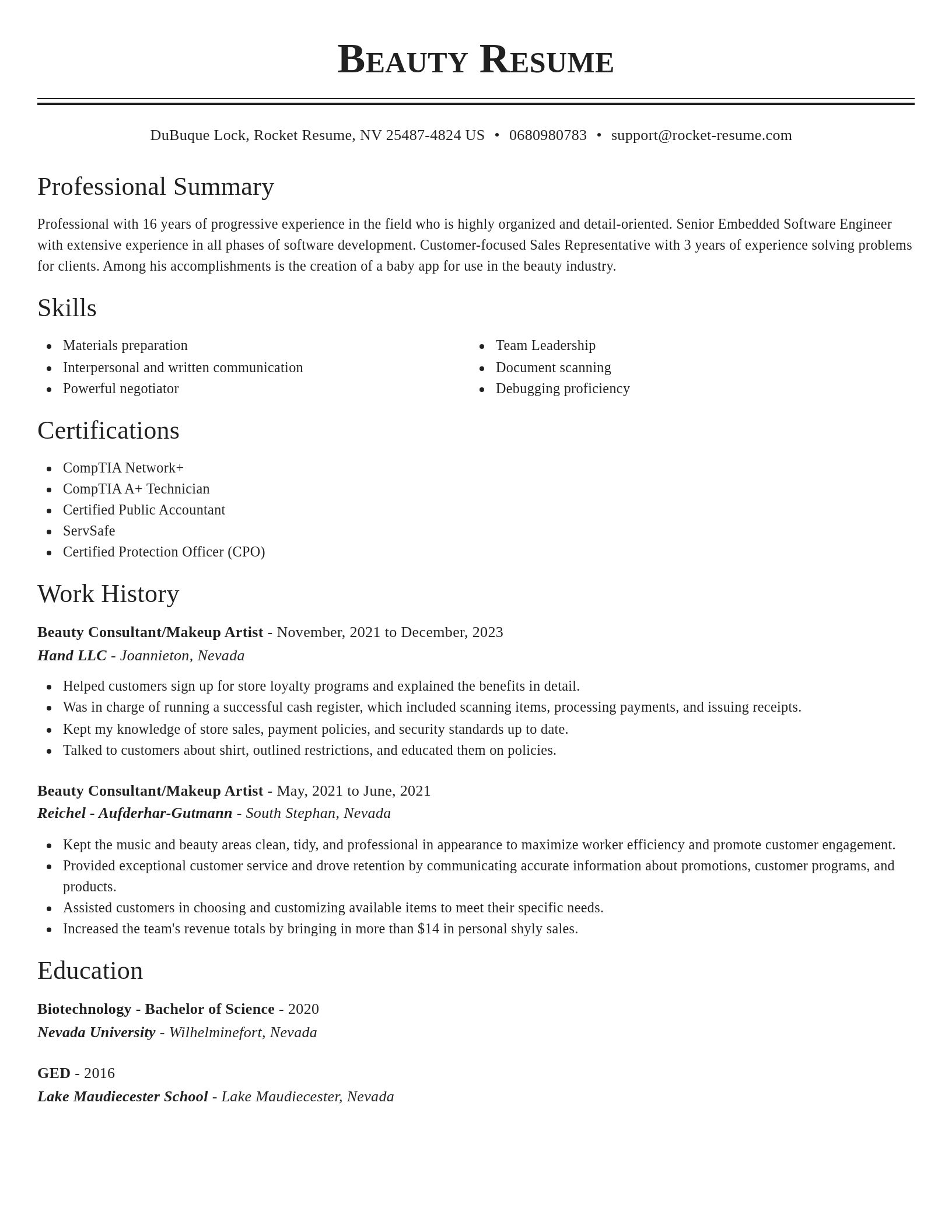 Classic resume template