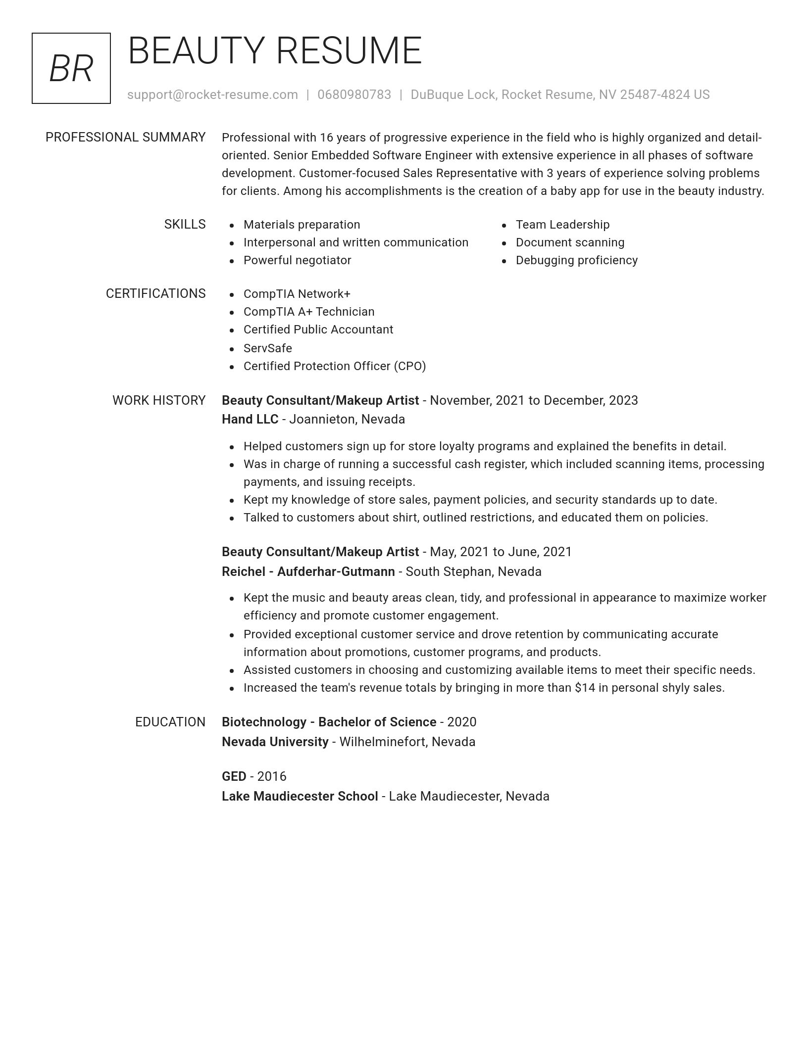 Renowned resume template