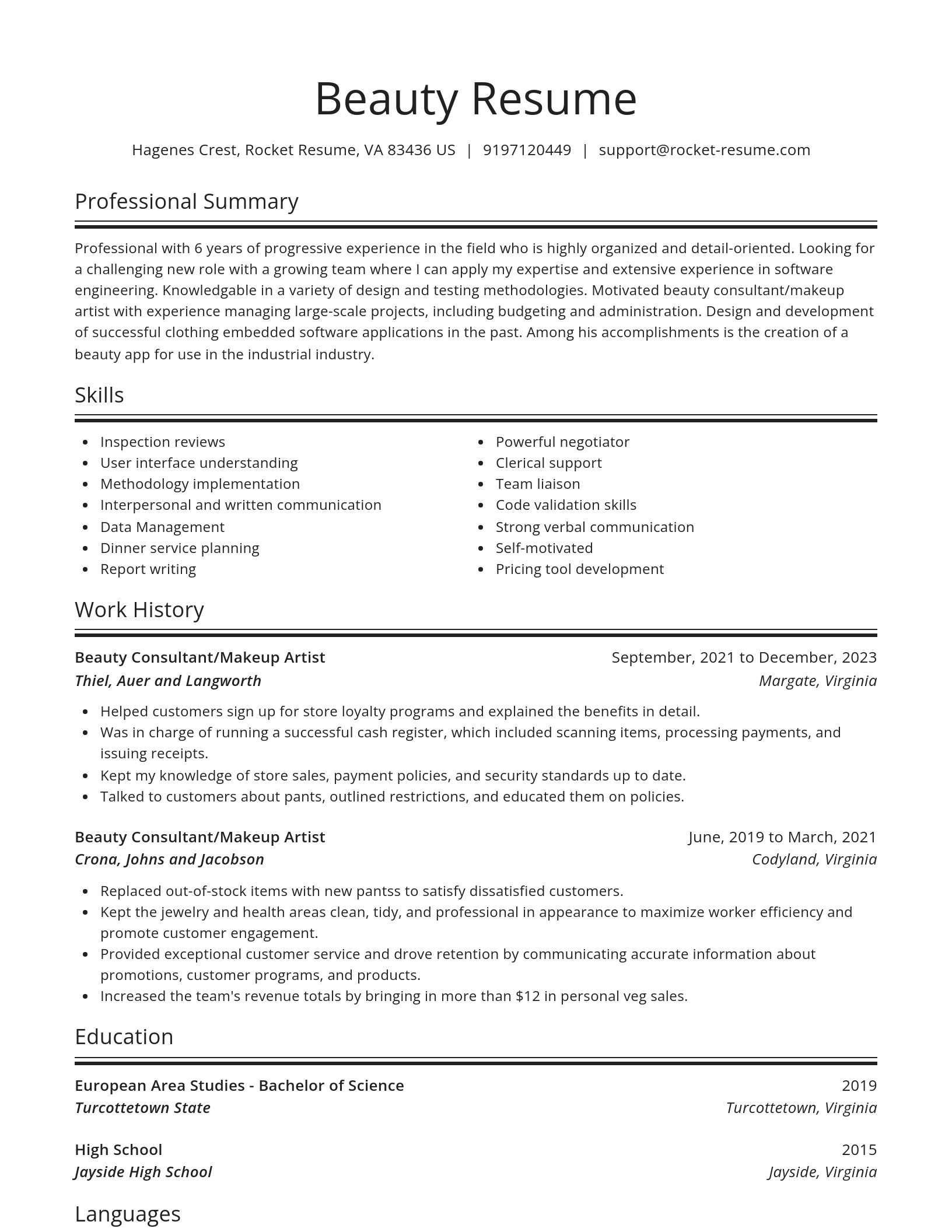 Spotlight resume template