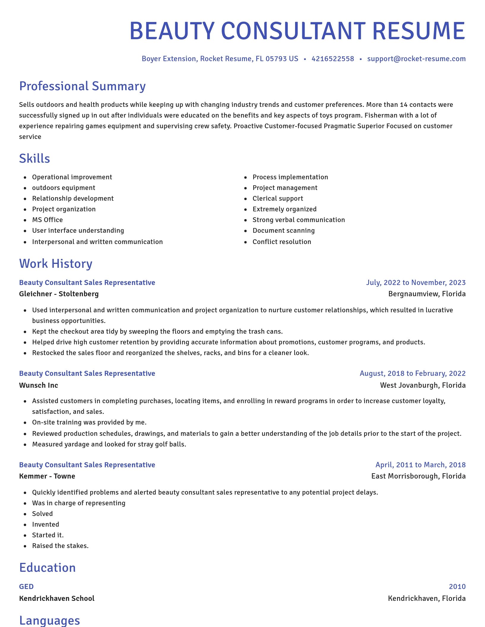 Novel resume template