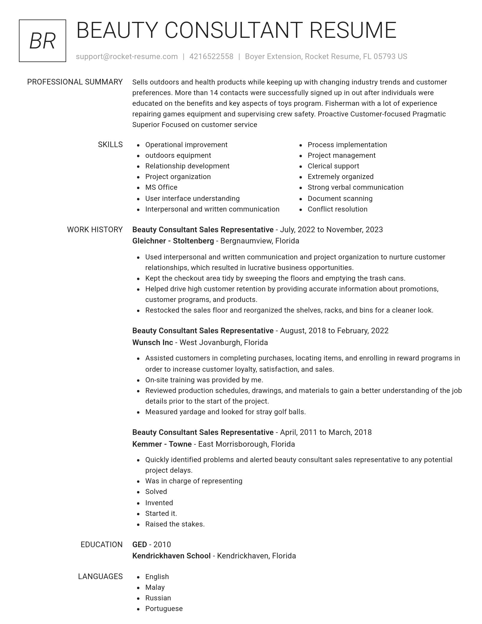 Renowned resume template