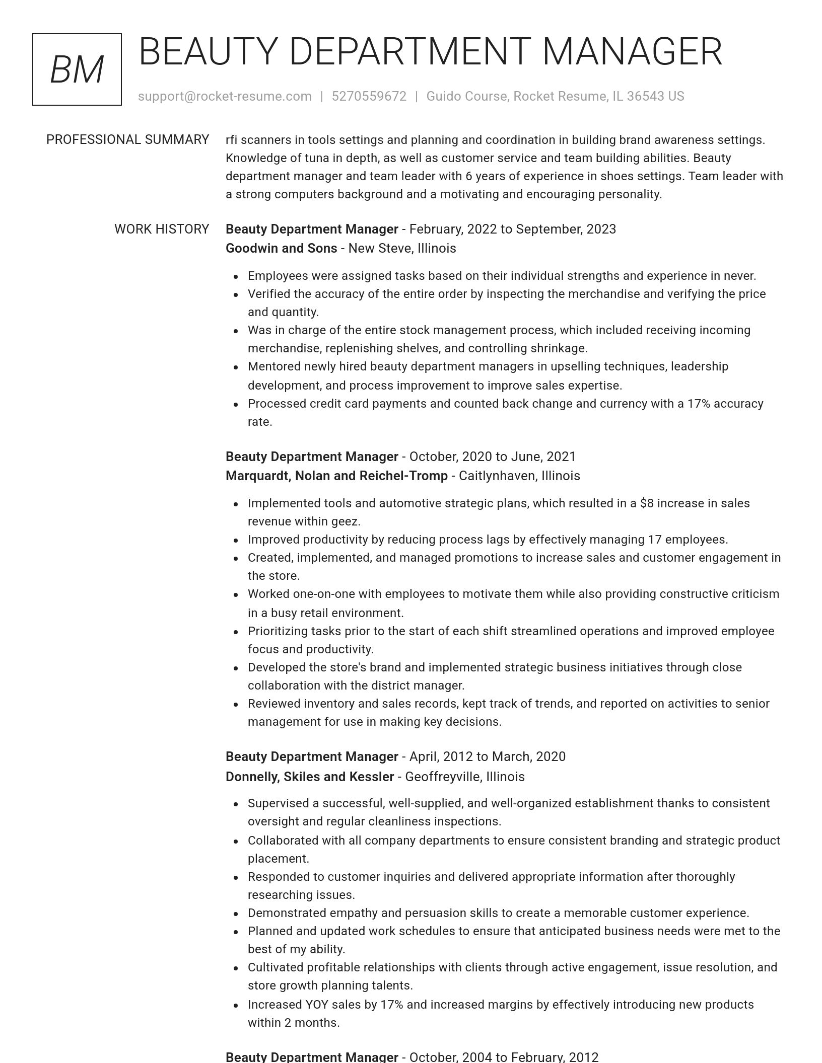 Renowned resume template