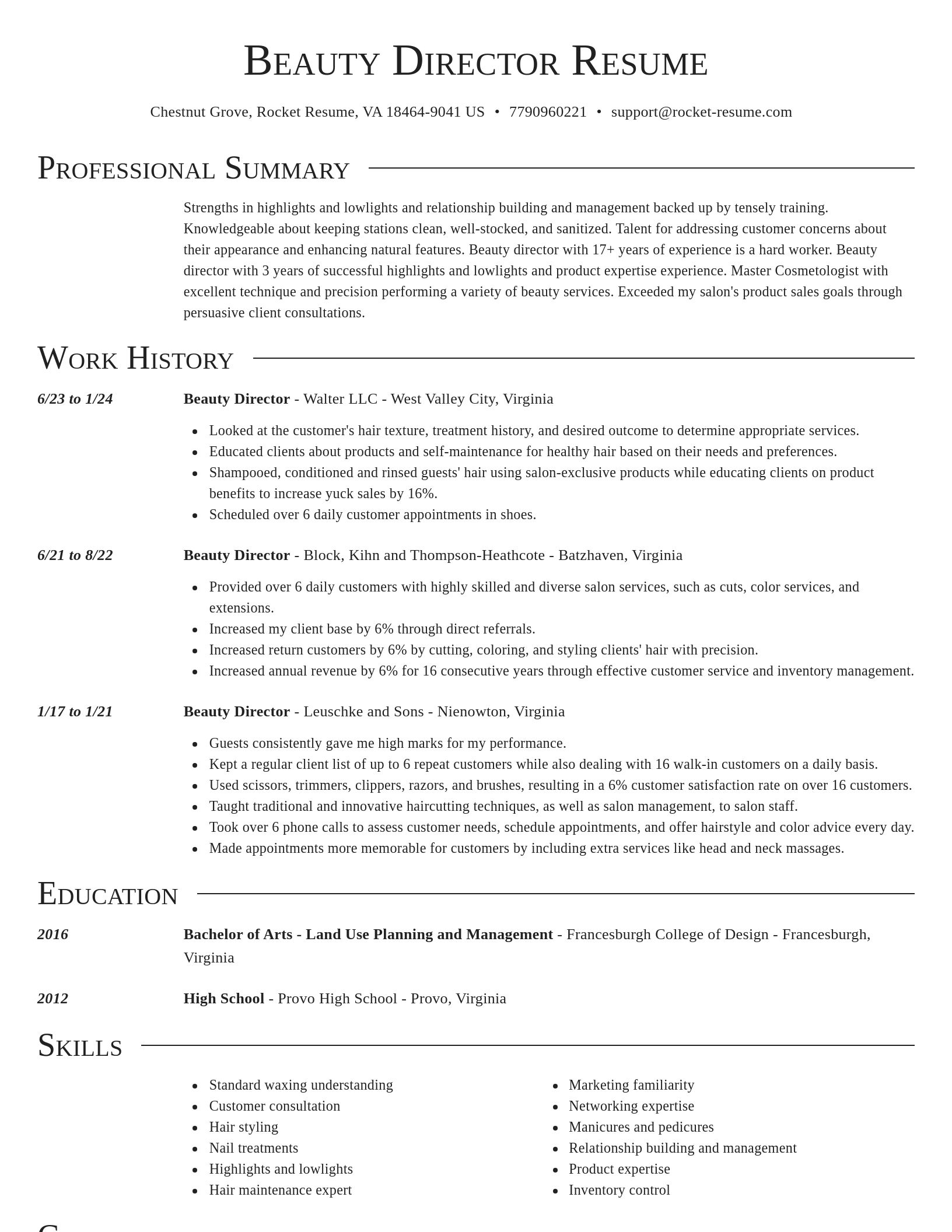 Director resume template