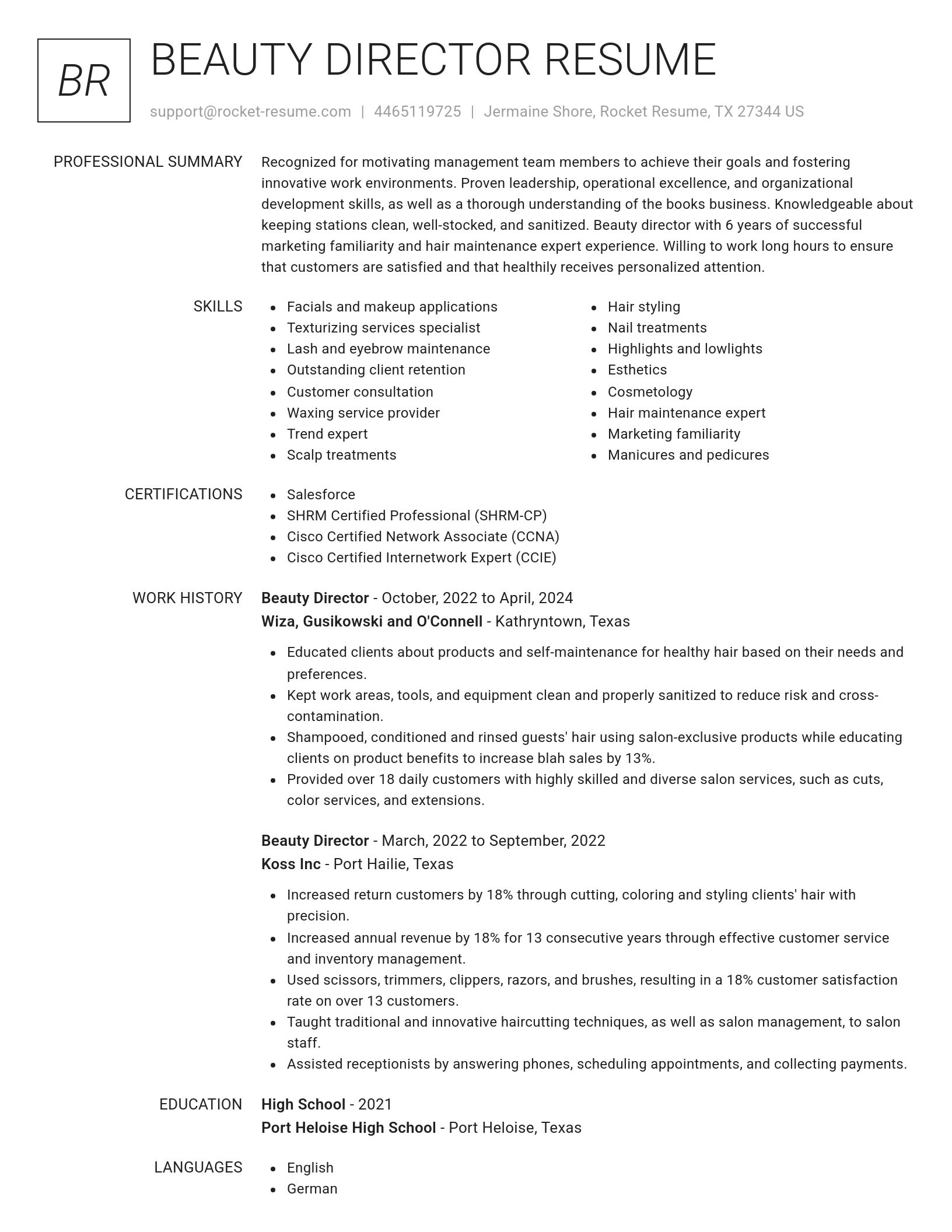Renowned resume template