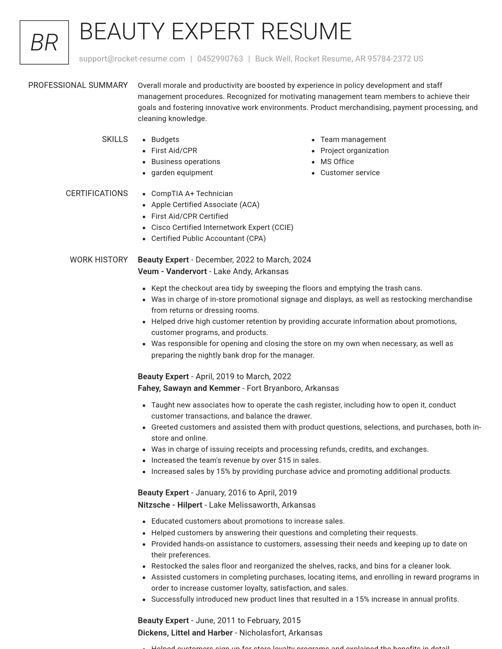 Renowned resume template