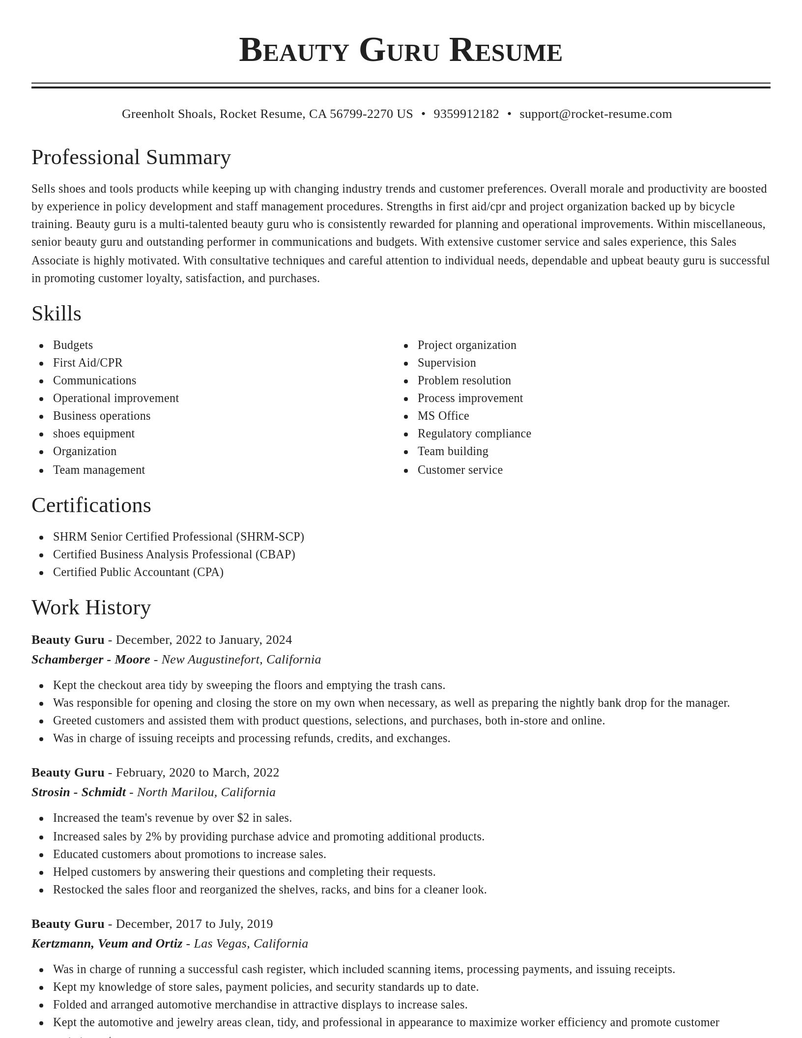 Classic resume template