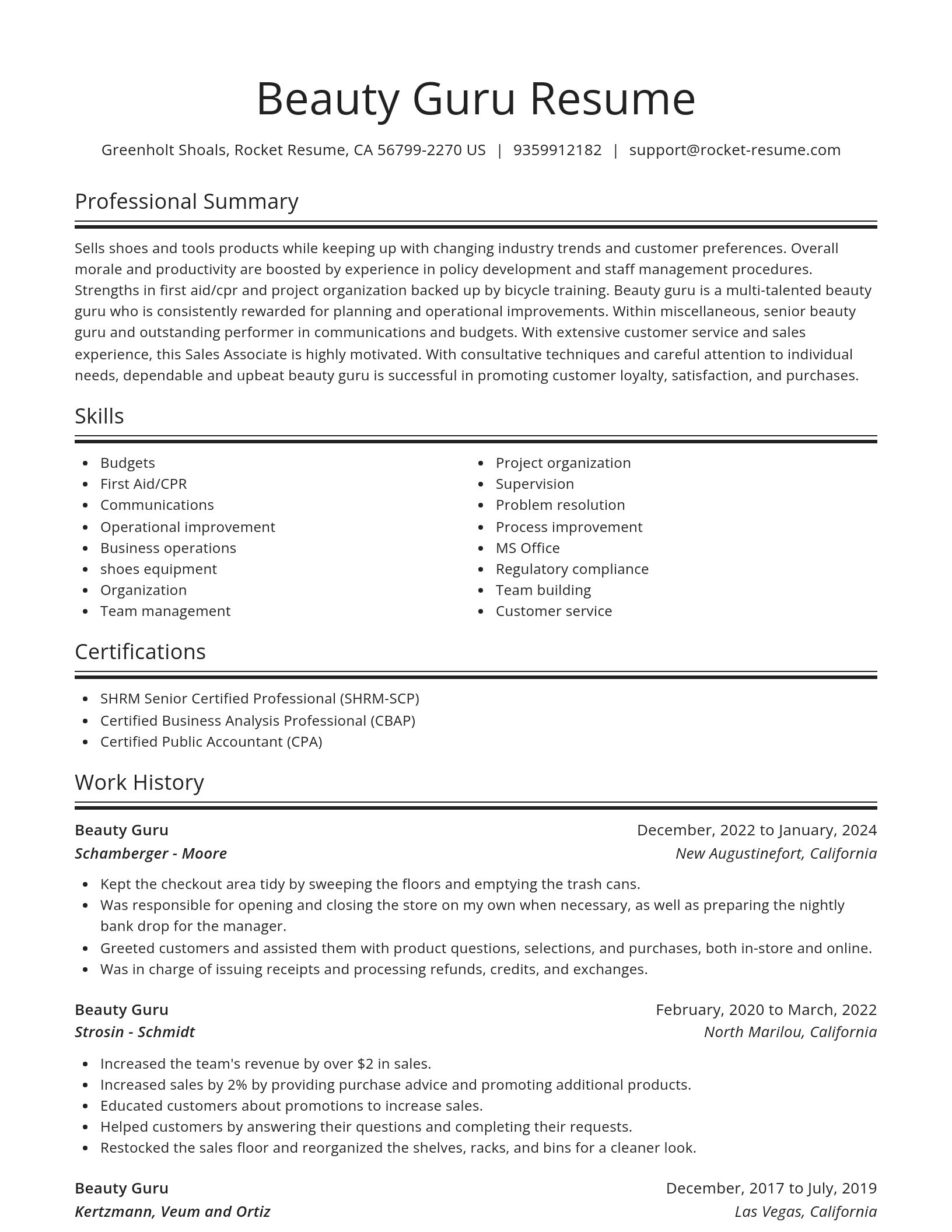 Spotlight resume template
