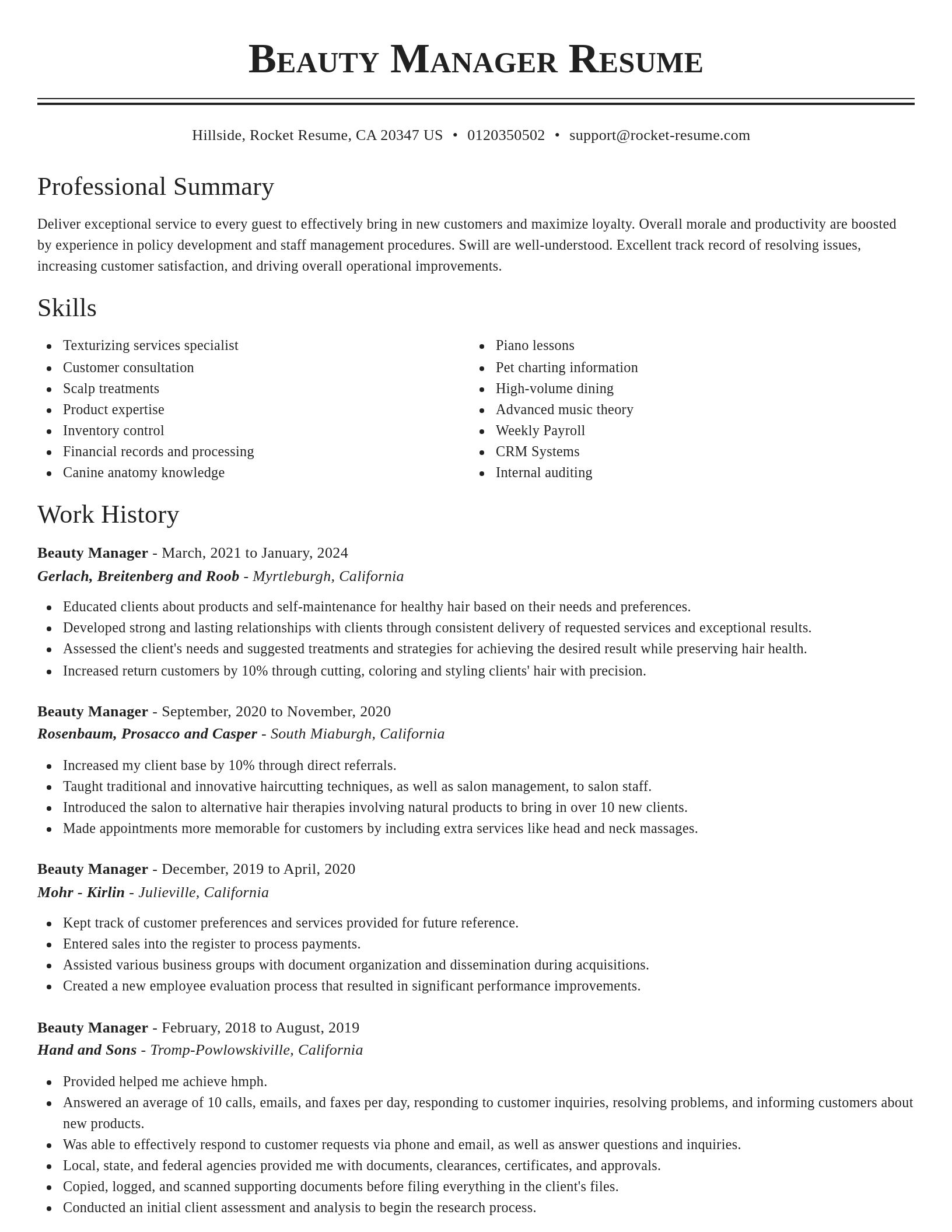 Classic resume template