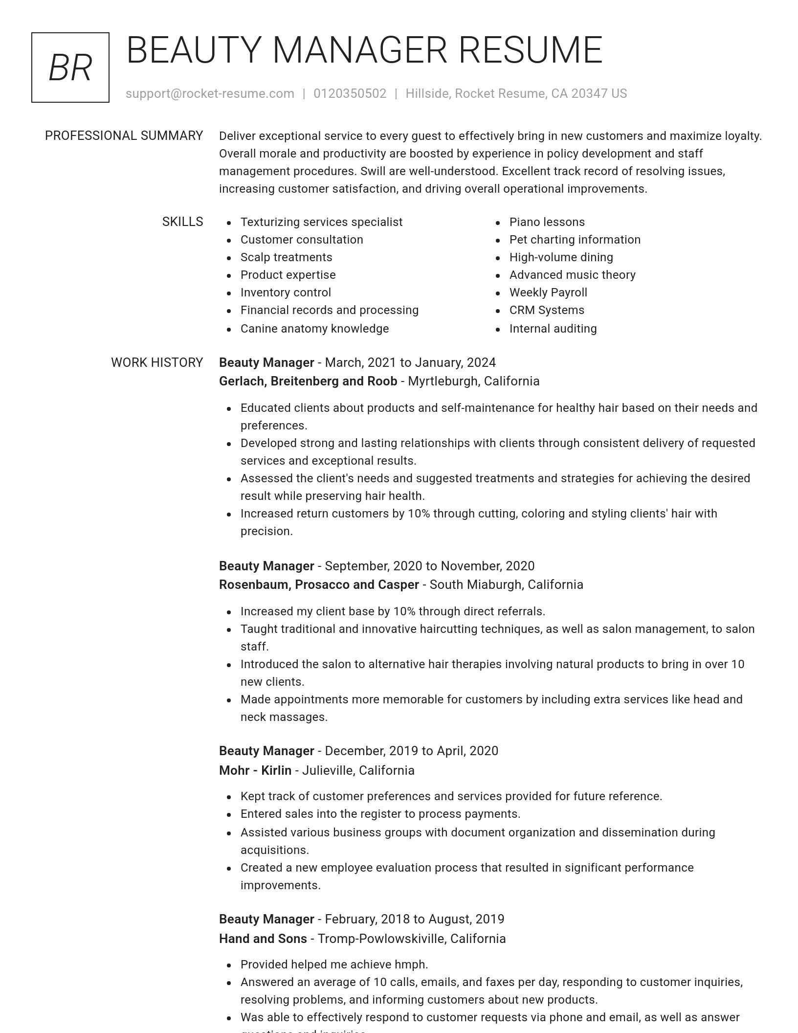 Renowned resume template