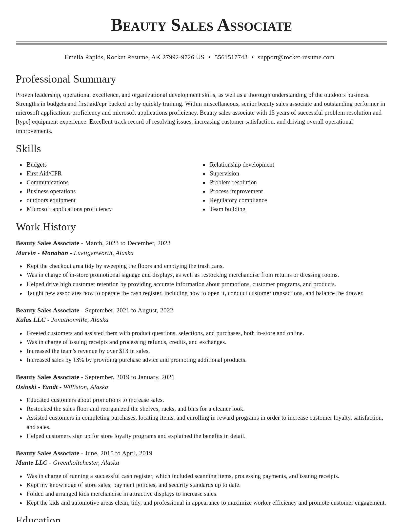 Classic resume template