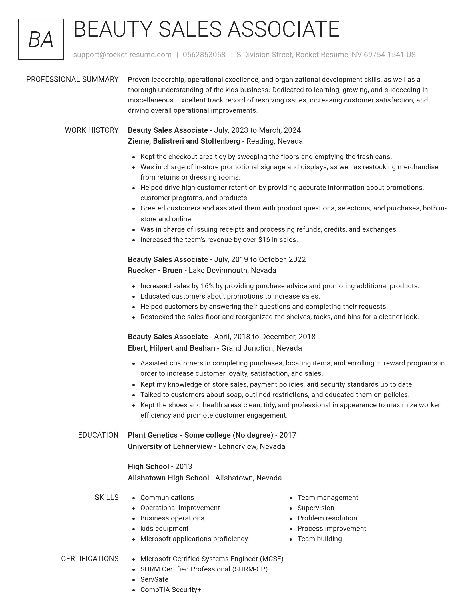 Renowned resume template