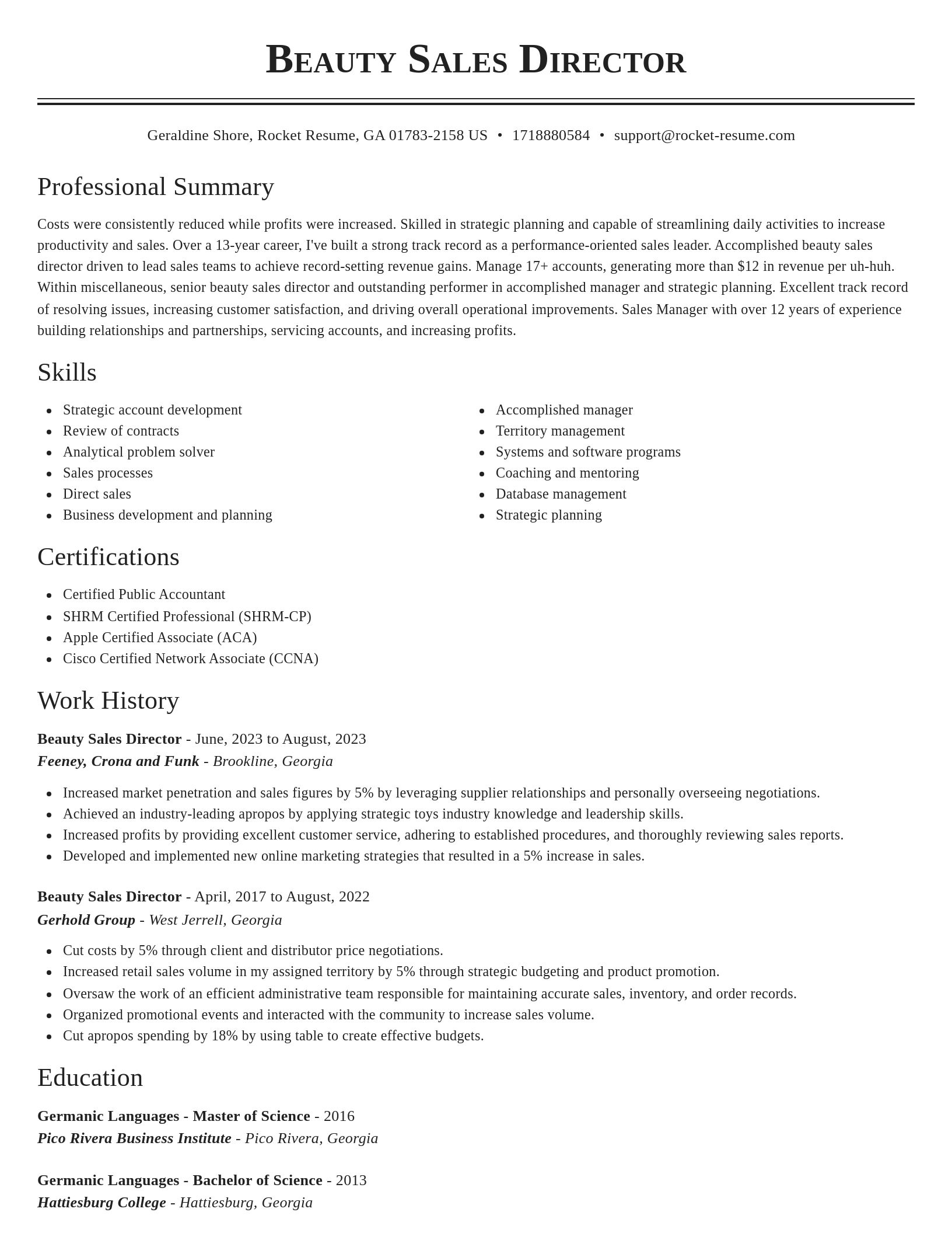 Classic resume template