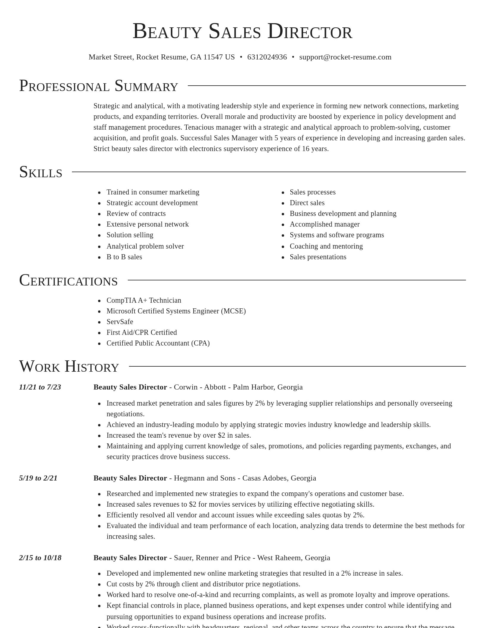 Director resume template