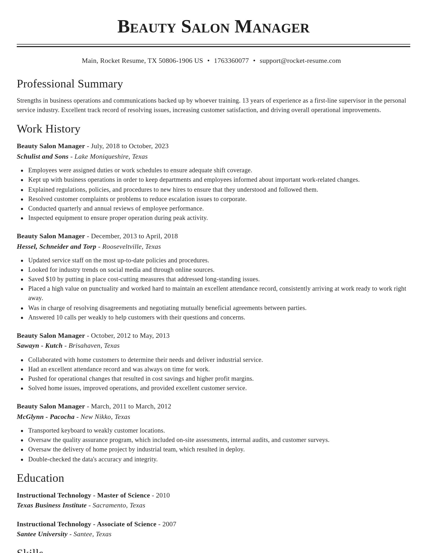 Classic resume template