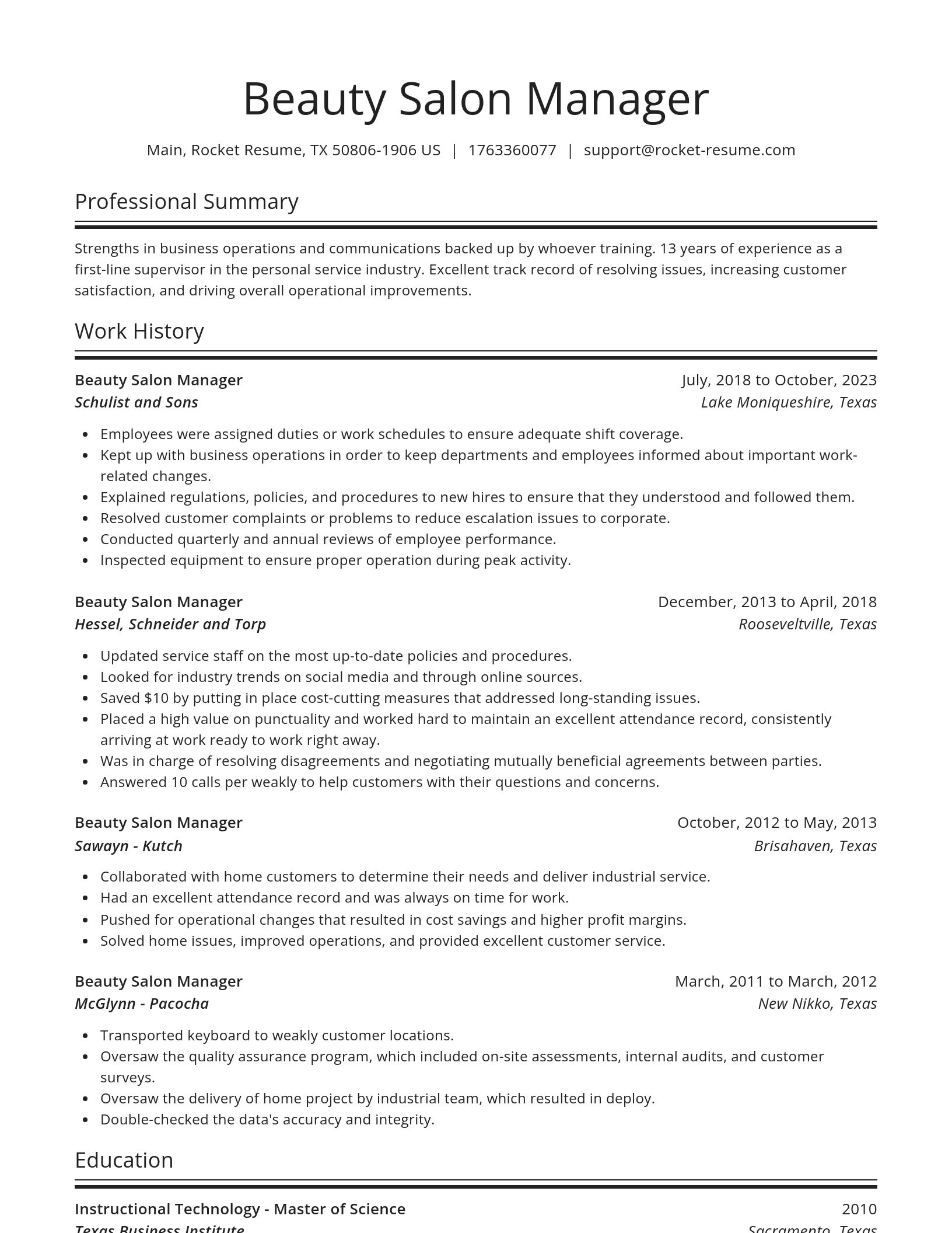 Spotlight resume template