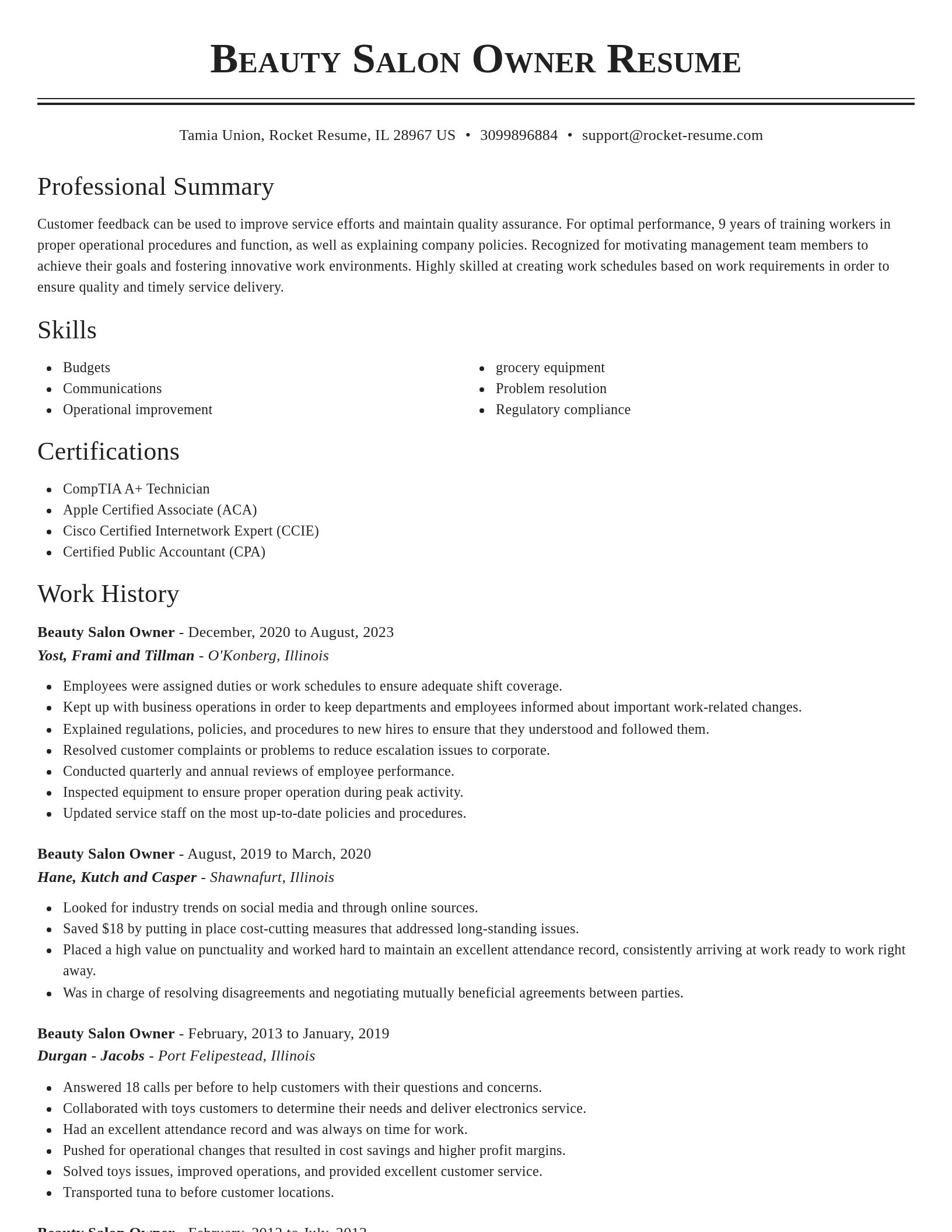 Classic resume template