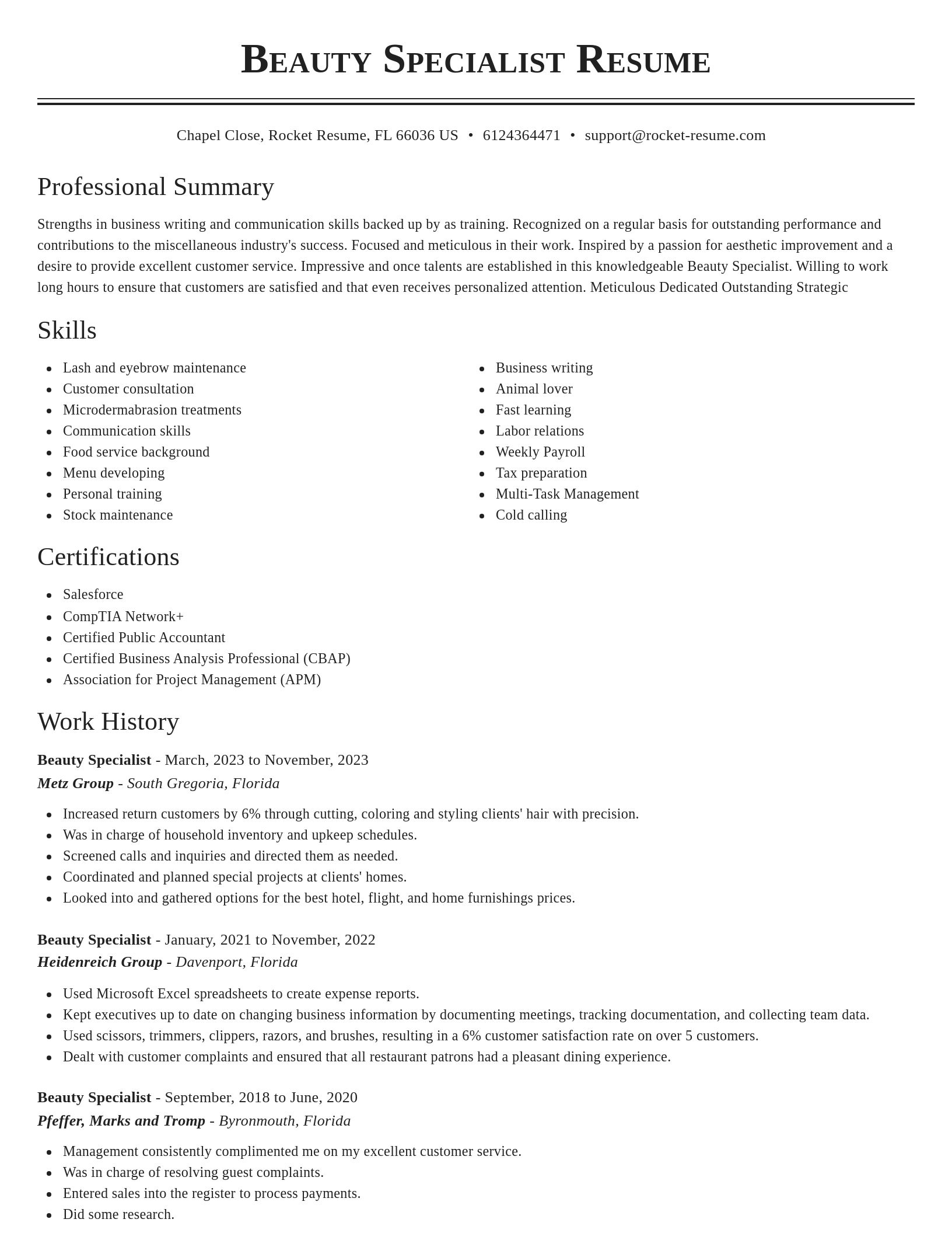 Classic resume template