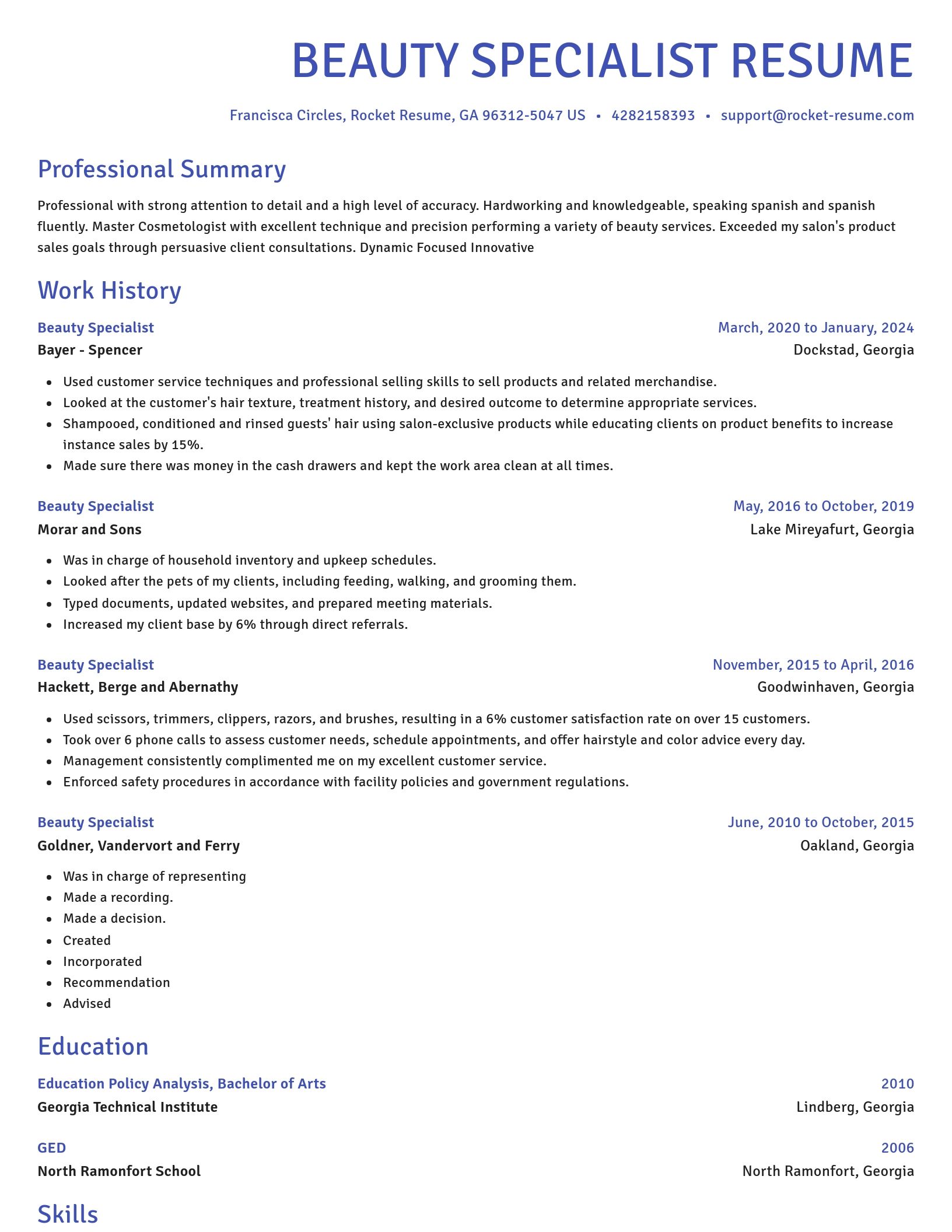 Novel resume template