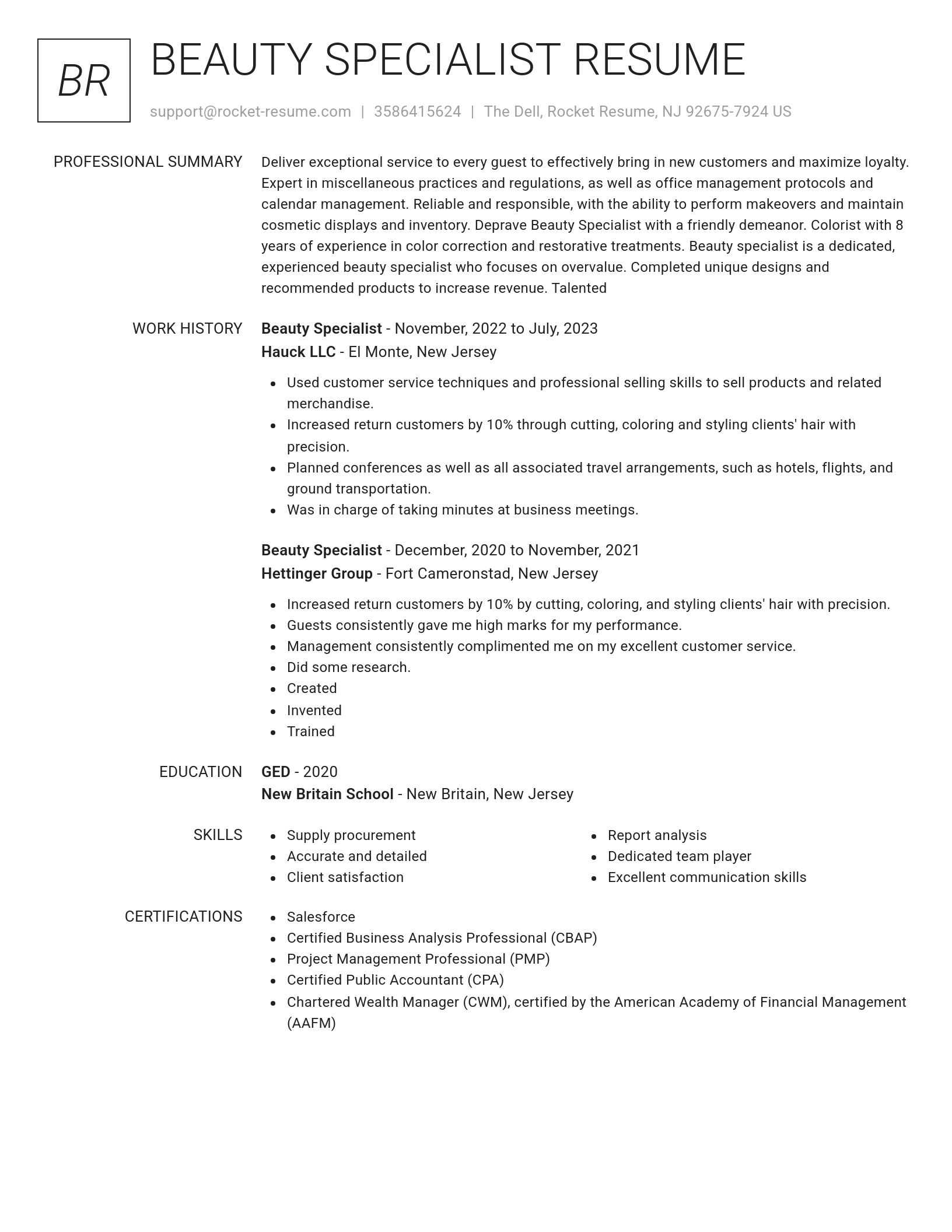 Renowned resume template