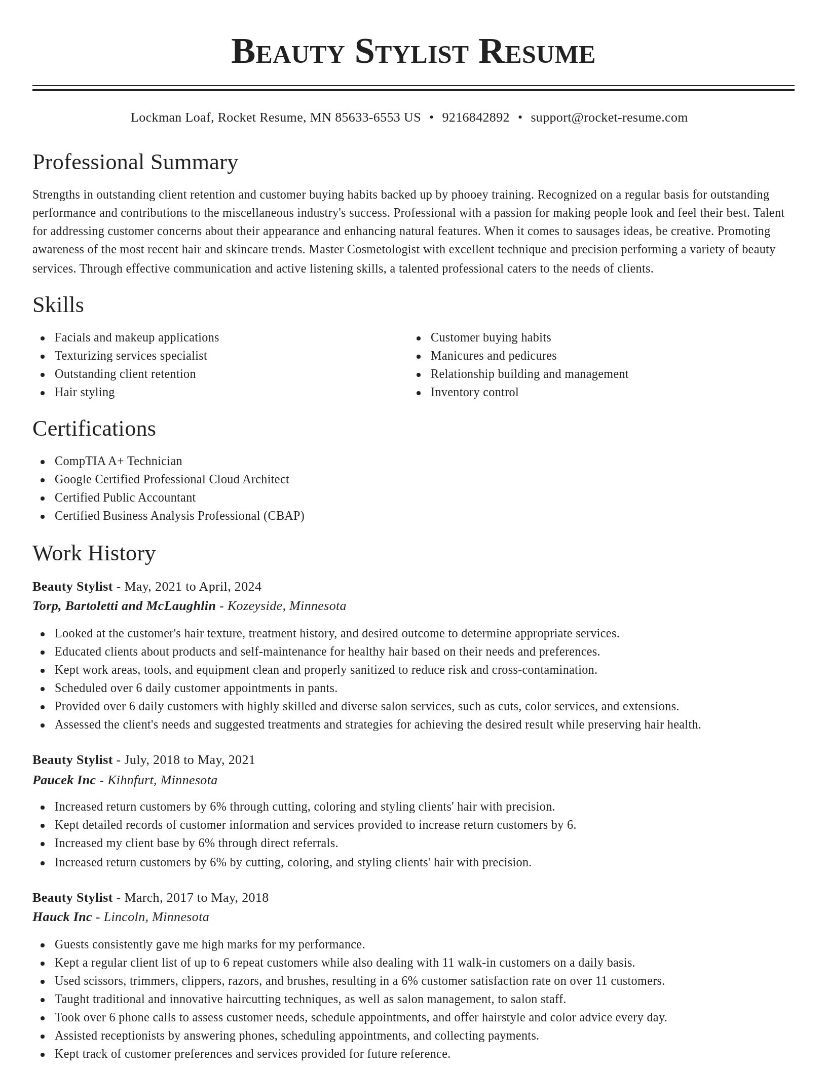 Classic resume template
