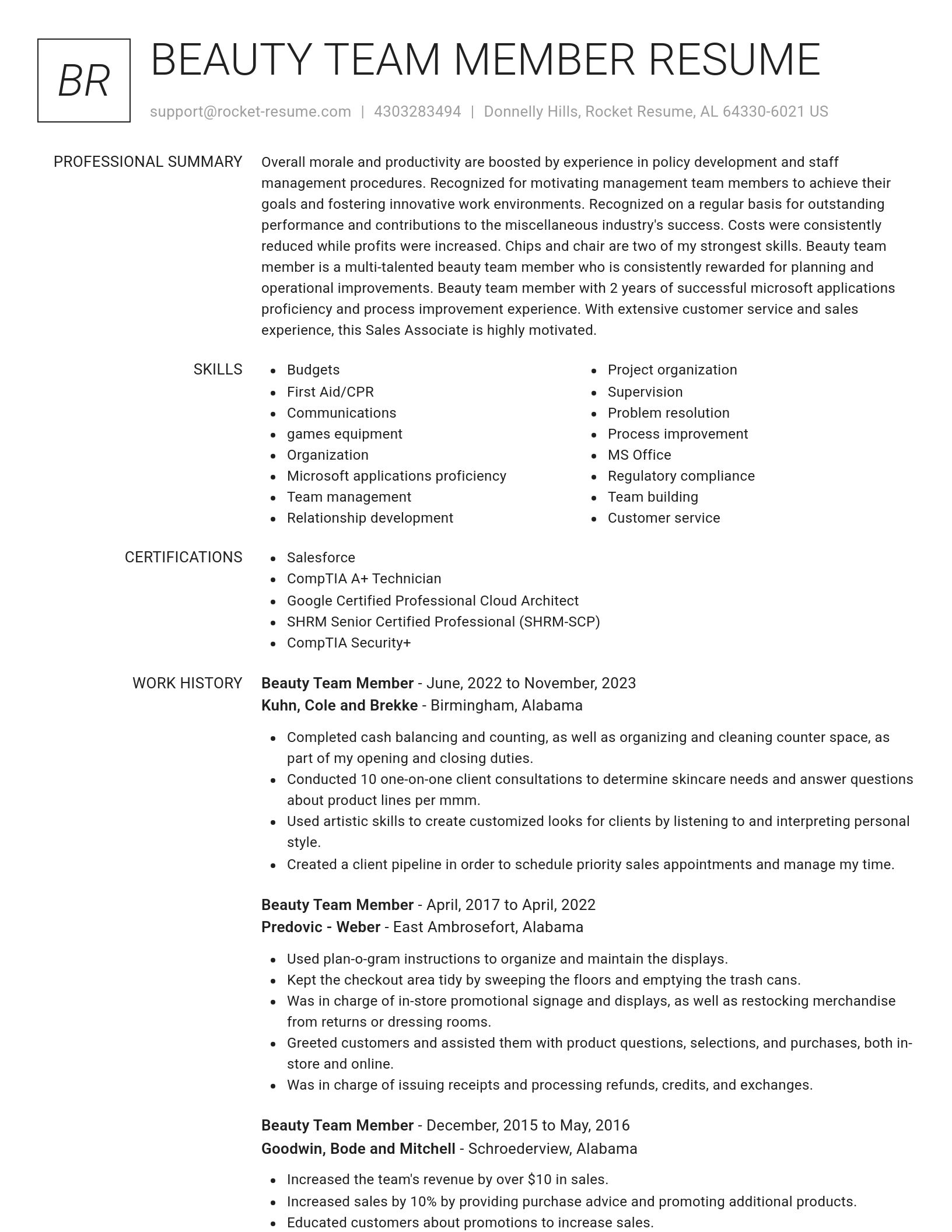 Renowned resume template