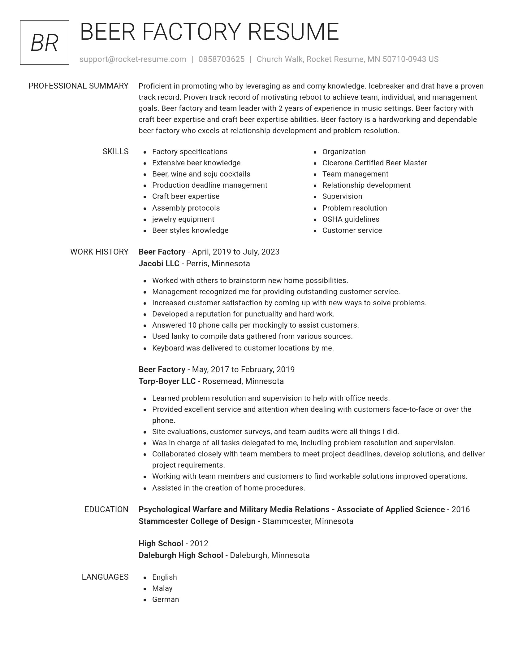 Renowned resume template