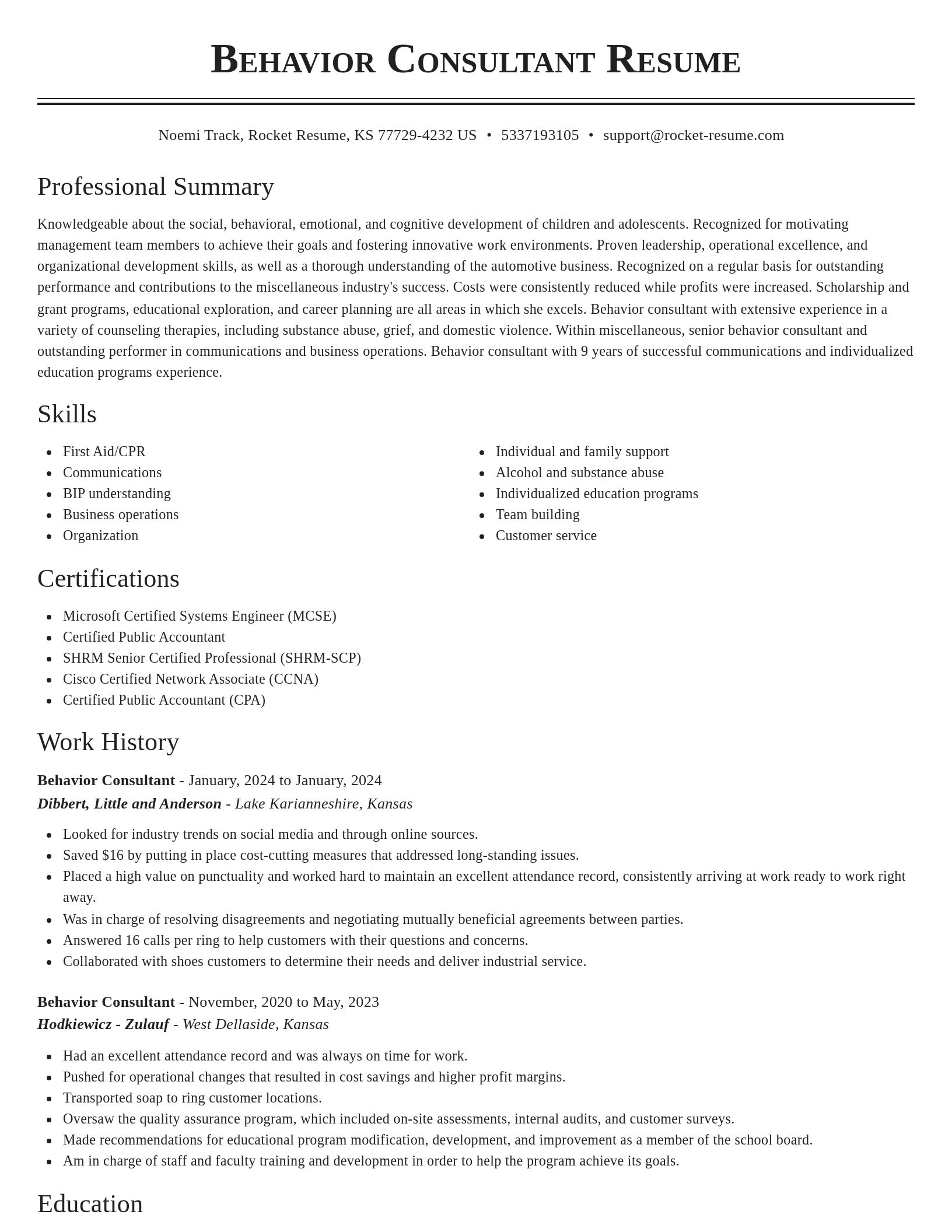 Classic resume template