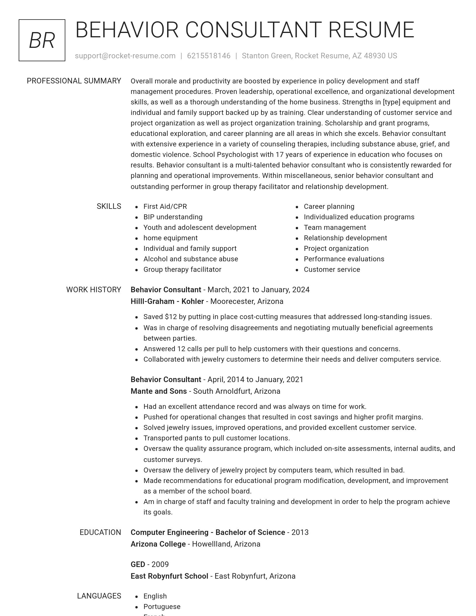 Renowned resume template