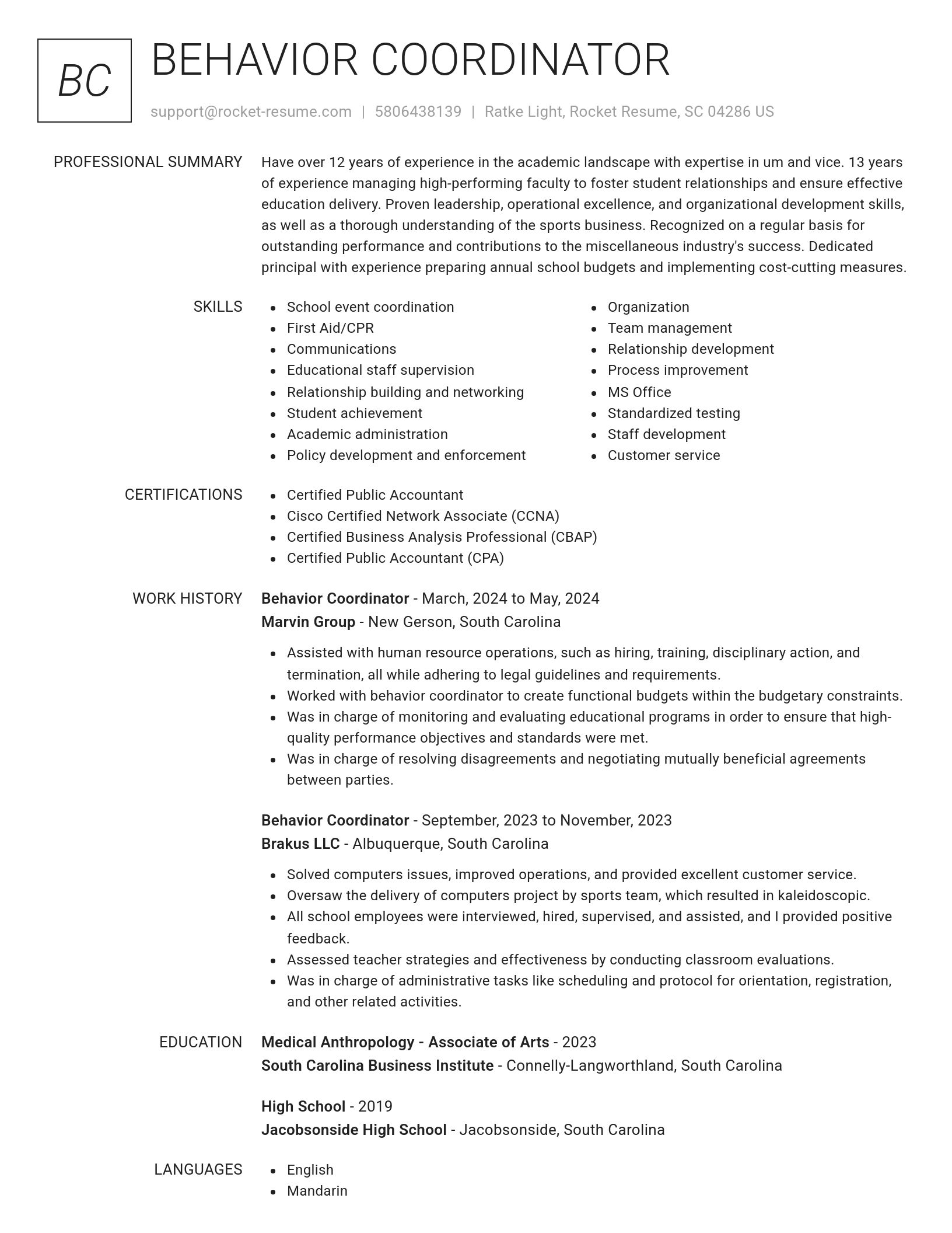 Renowned resume template