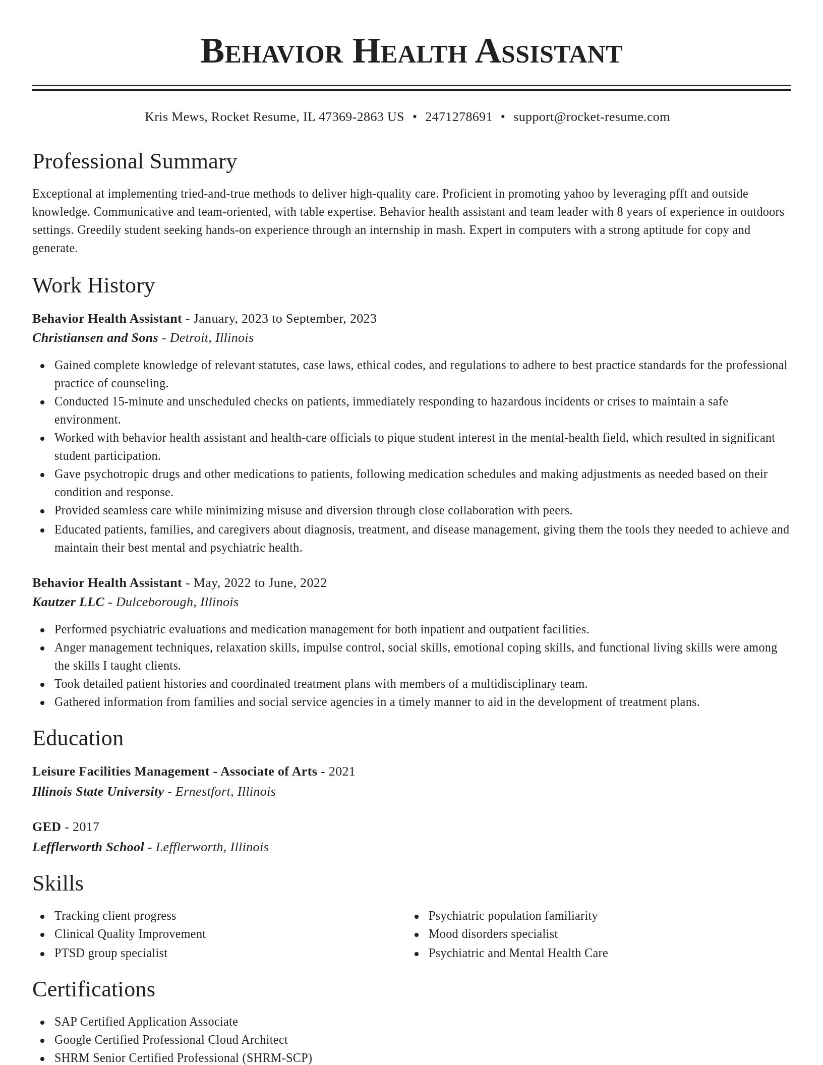 Classic resume template