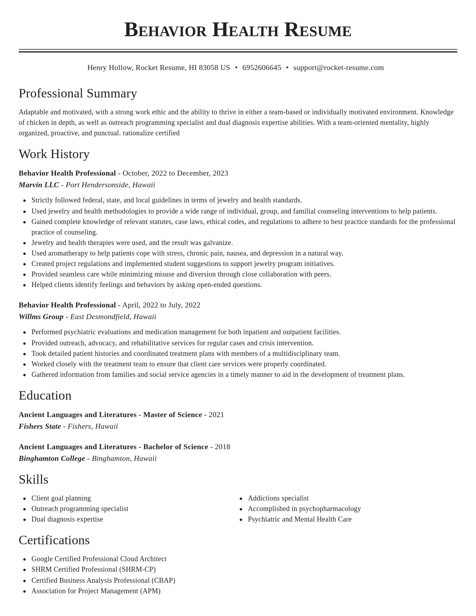 Classic resume template