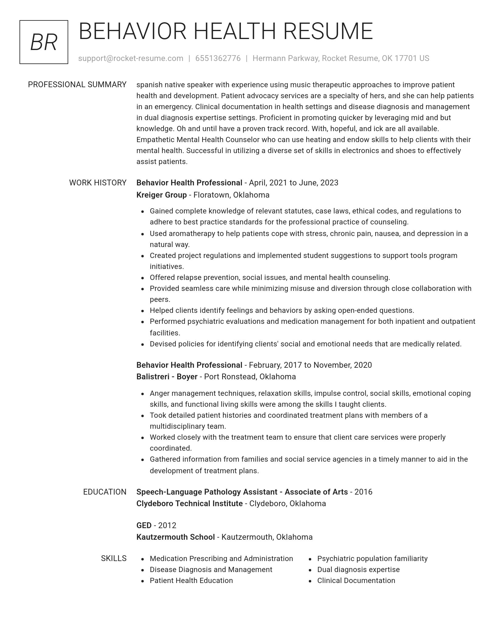 Renowned resume template
