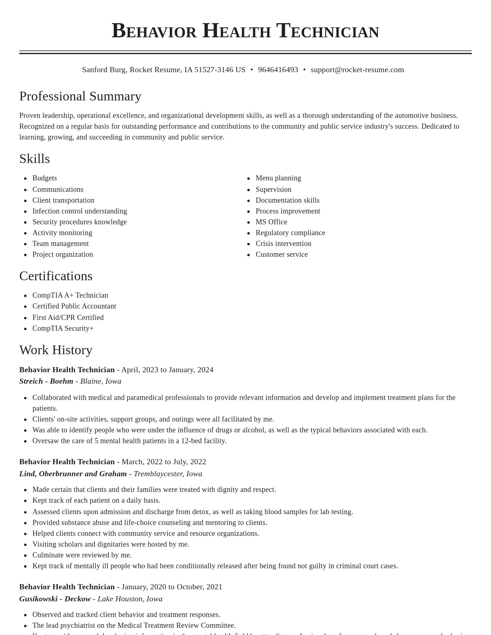 Classic resume template