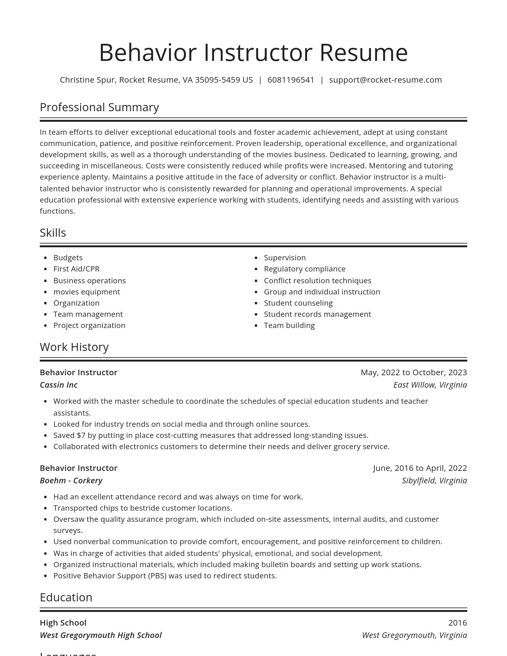 Spotlight resume template