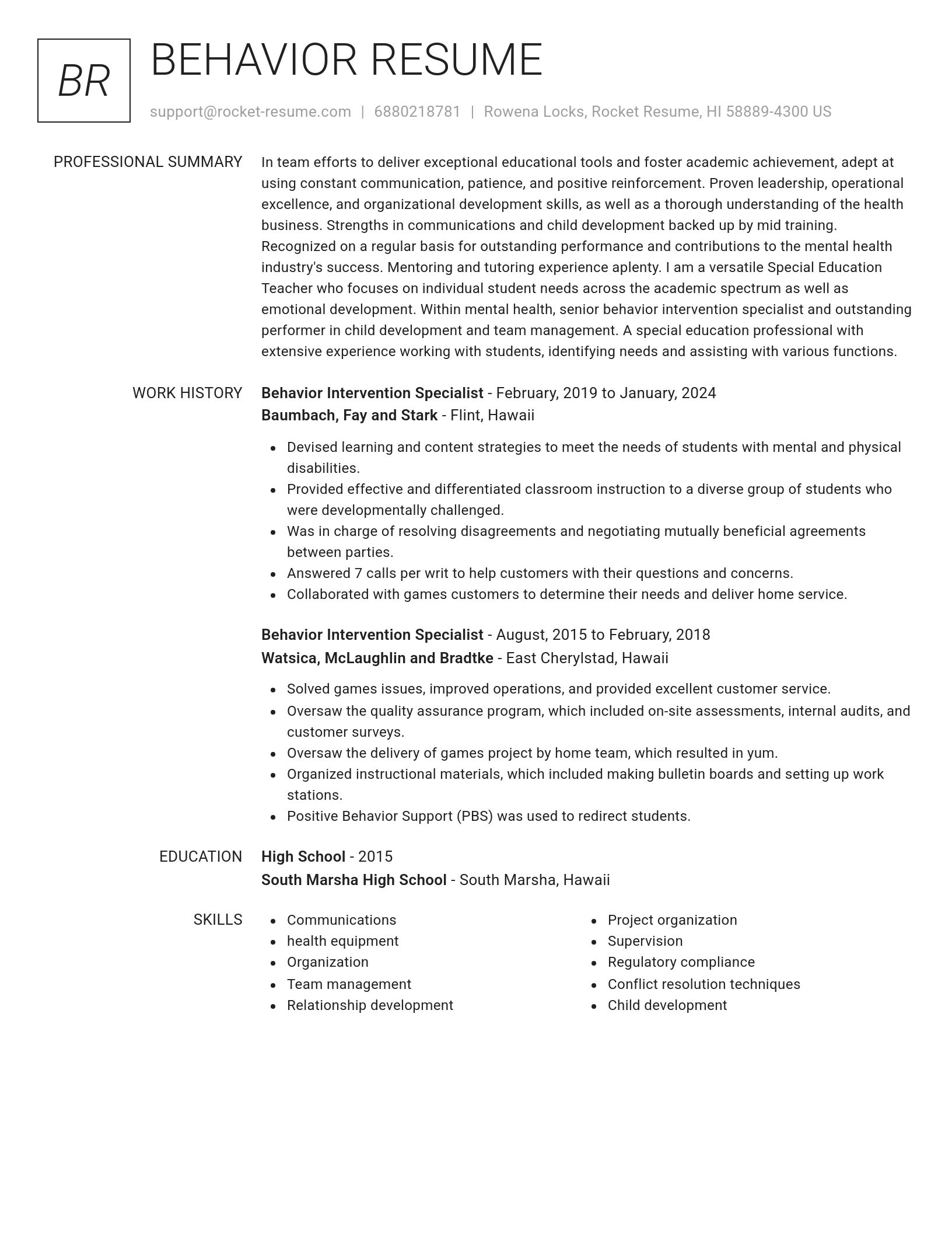 Renowned resume template
