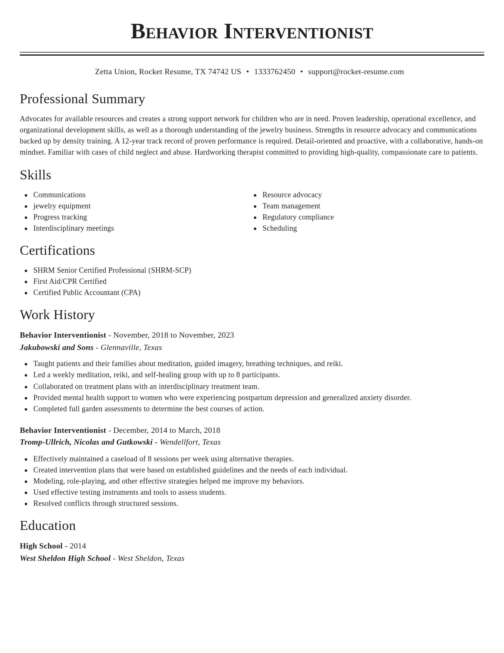 Classic resume template