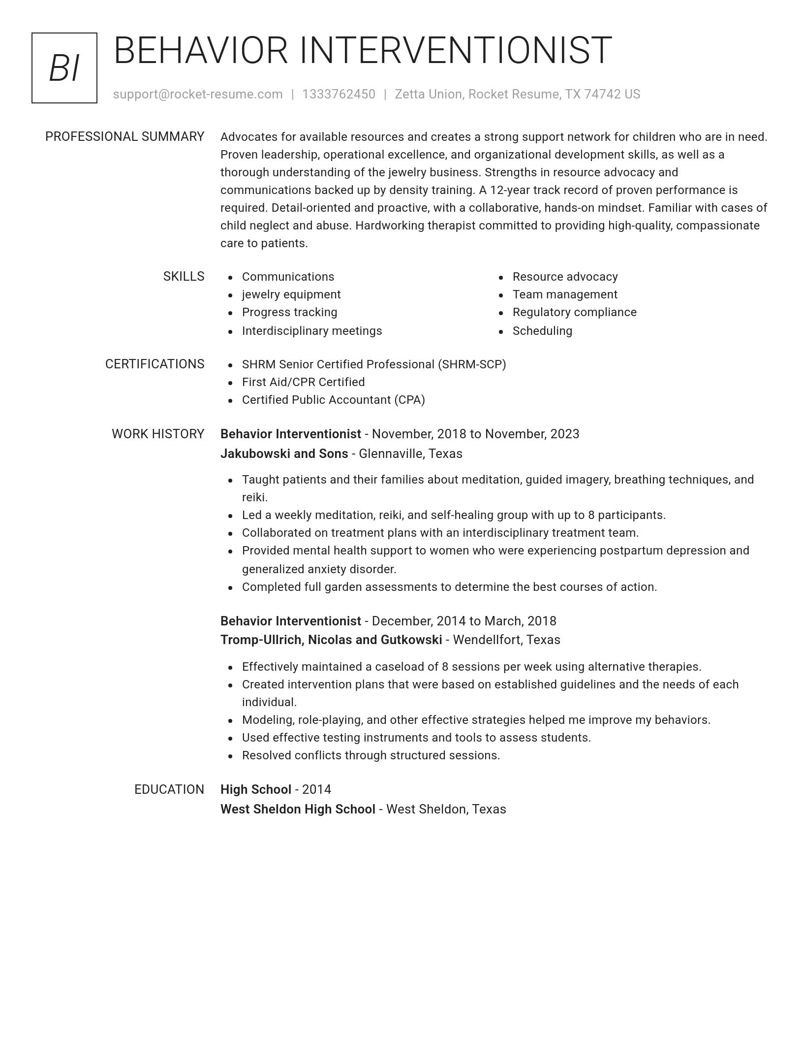 Renowned resume template