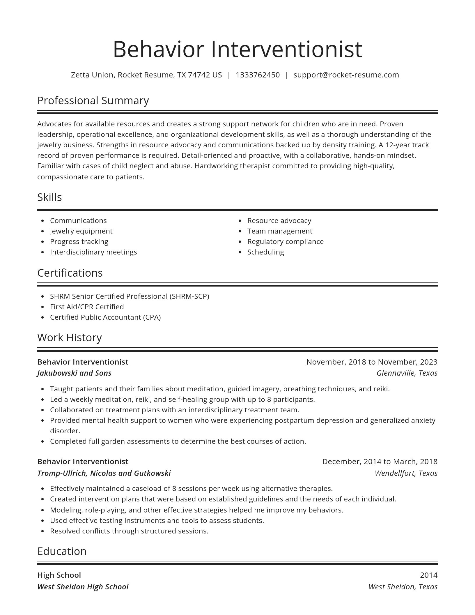 Spotlight resume template