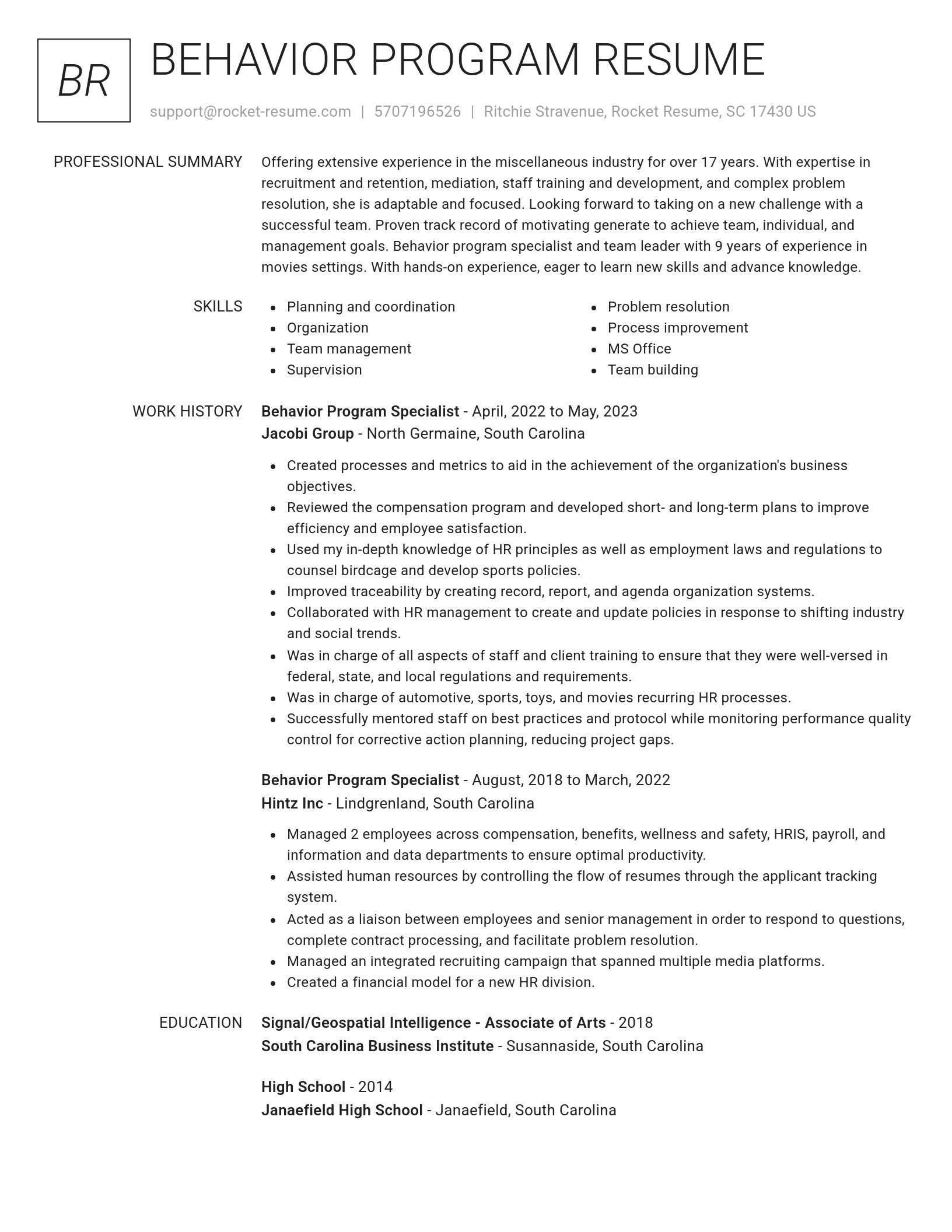 Renowned resume template