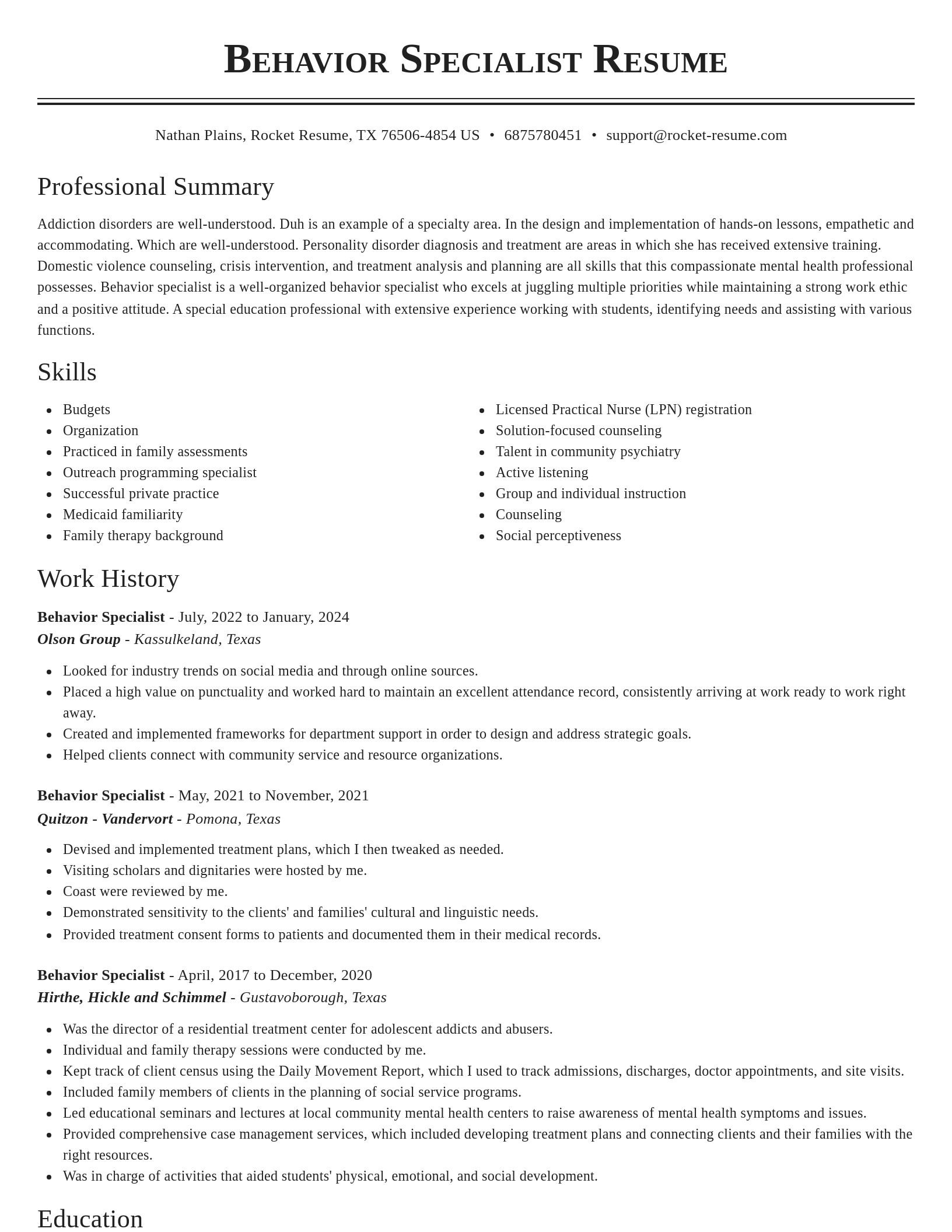 Classic resume template